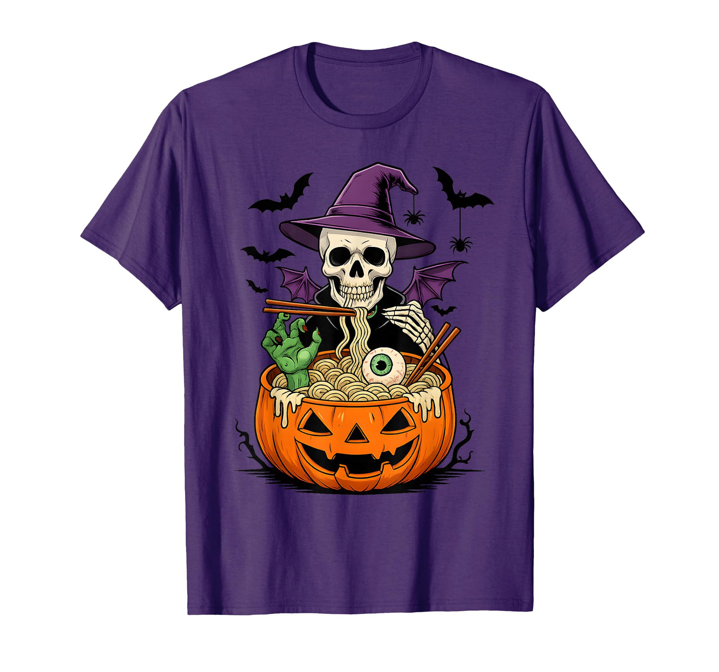 Anime Skeleton Ramen Halloween Funny Graphic Tee Skeleton T-Shirt