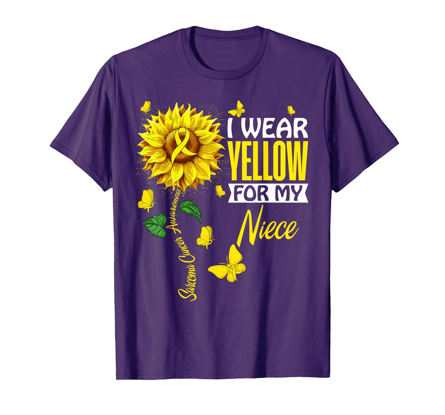 I Wear Yellow For Niece Sarcoma Cancer Awareness Support T-Shirt