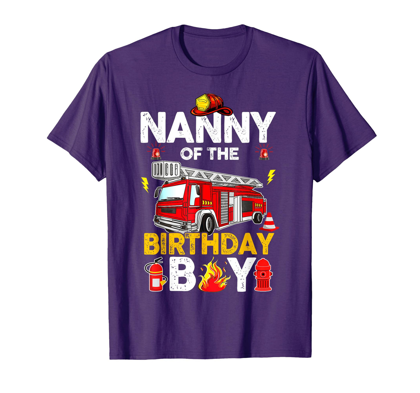 Nanny Of The Birthday Boy Fire Truck Firefighter Party T-Shirt