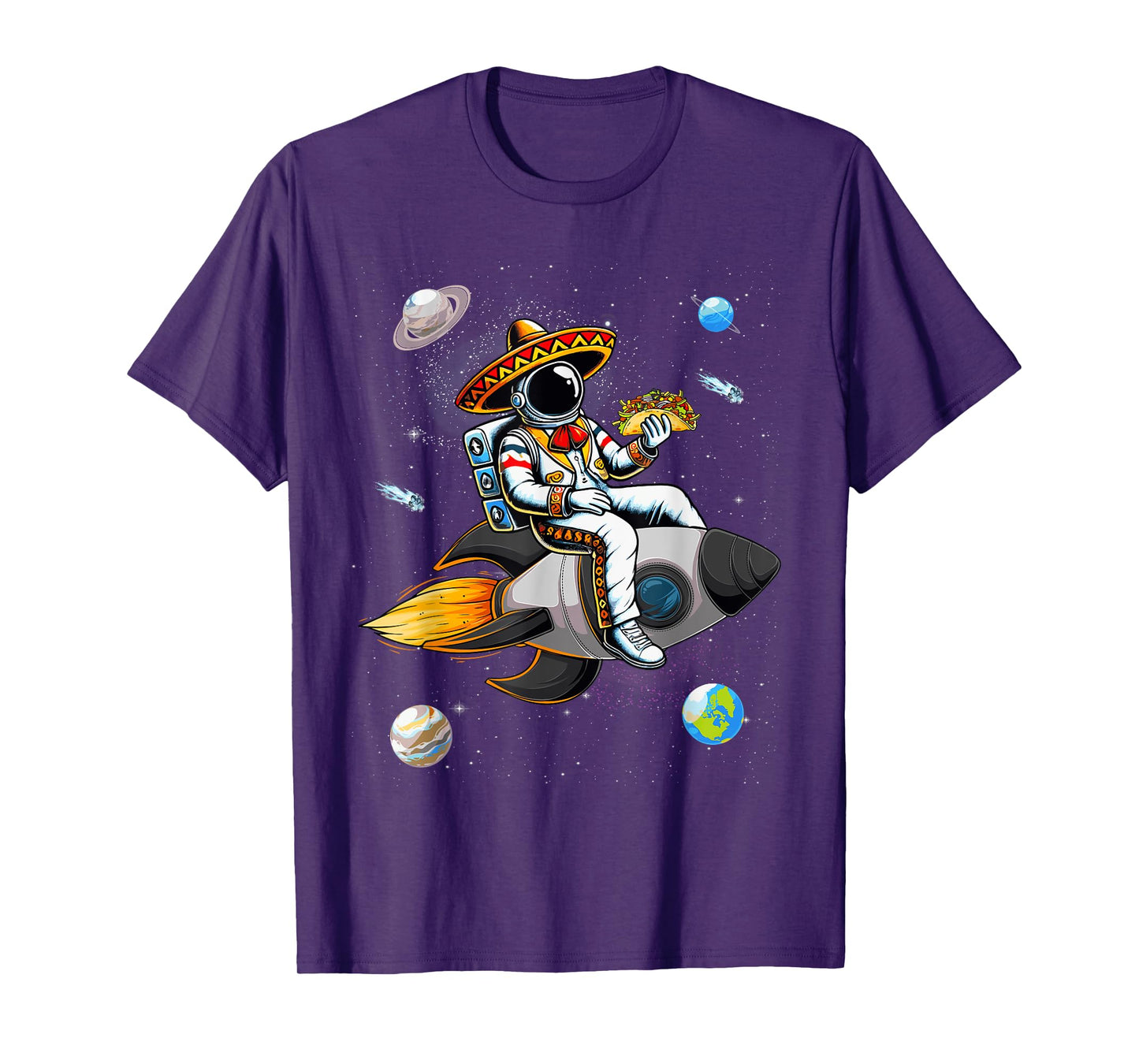 Funny Astronaut & Taco Sombrero Cinco De Mayo Mexican Fiesta T-Shirt
