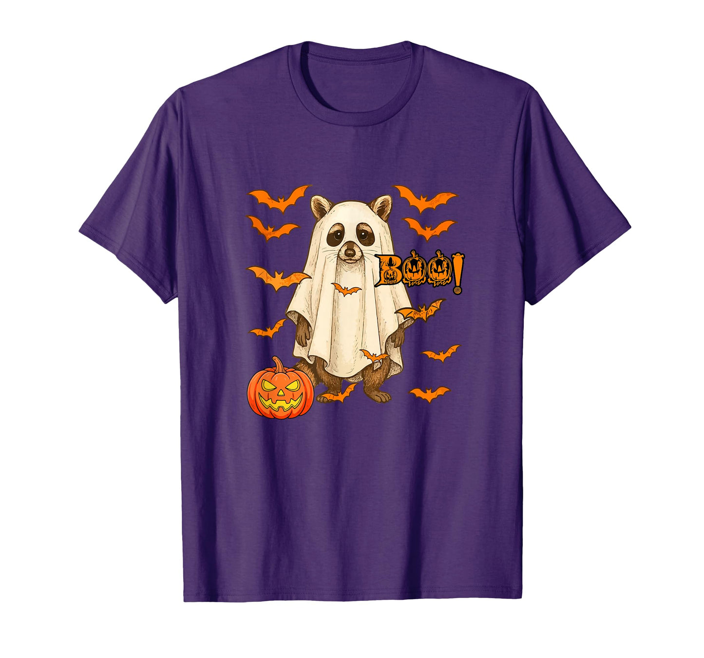 Boo Halloween Raccoon Cosplay Ghost Costume Animal Lover T-Shirt