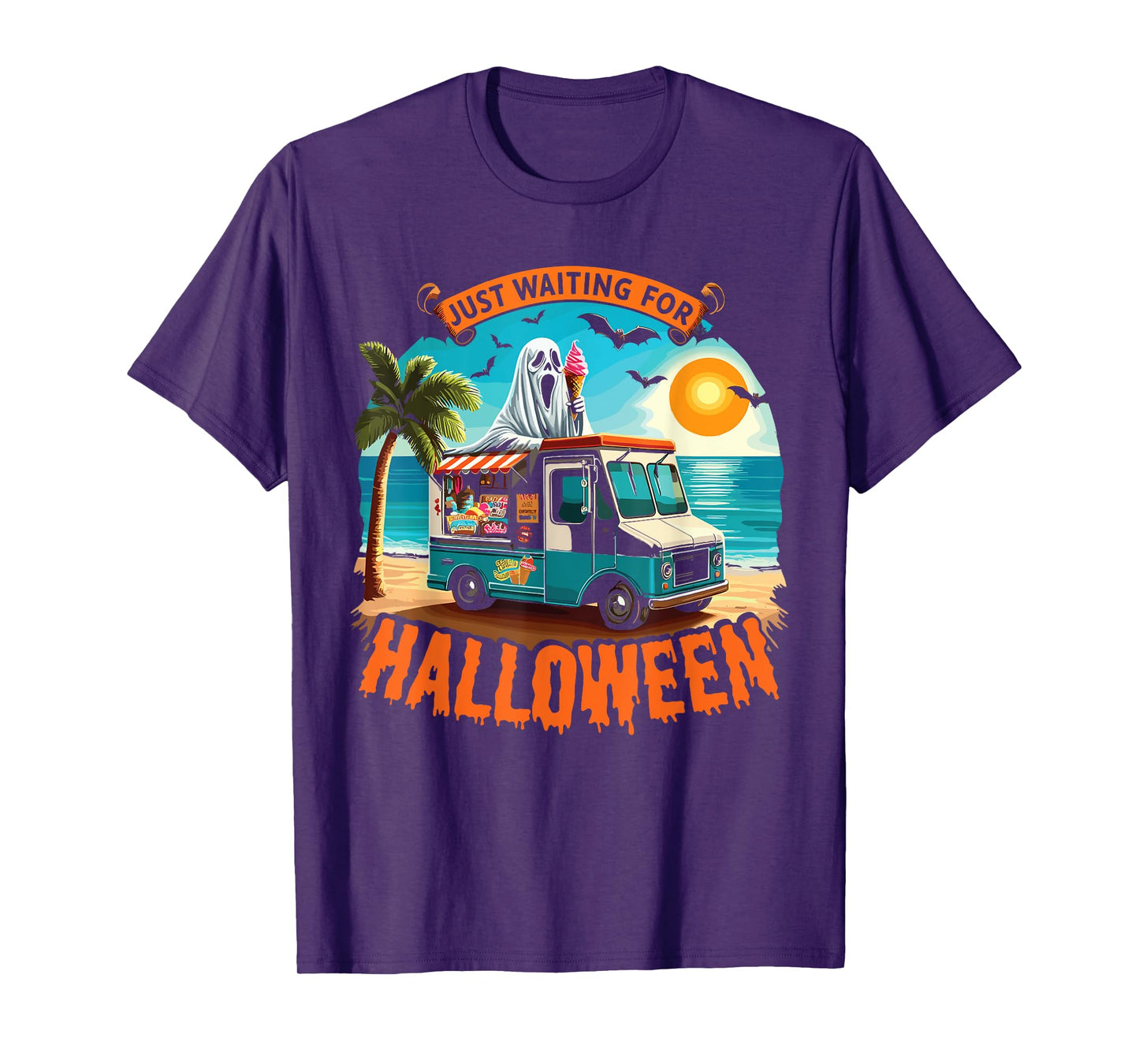 Skeleton Just Waiting For Halloween Halloween Summer Ghost T-Shirt