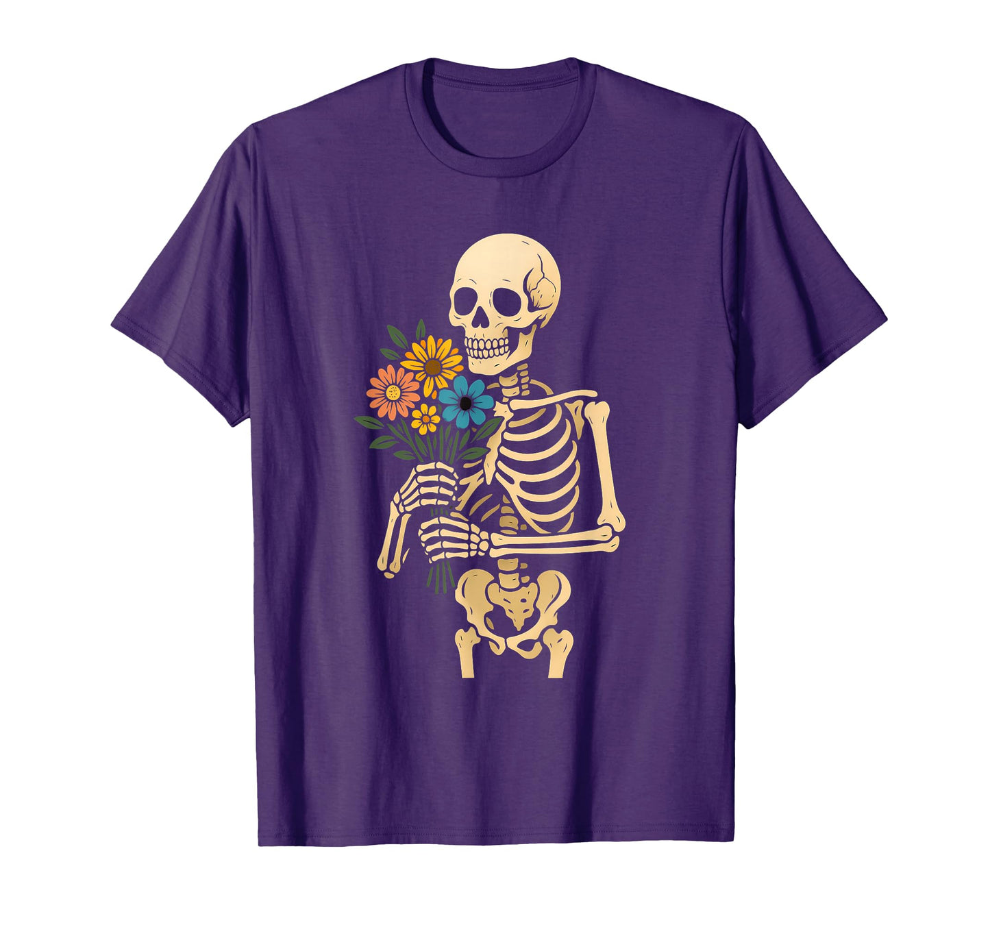 Skeleton with Flower Bouquet Halloween T-Shirt