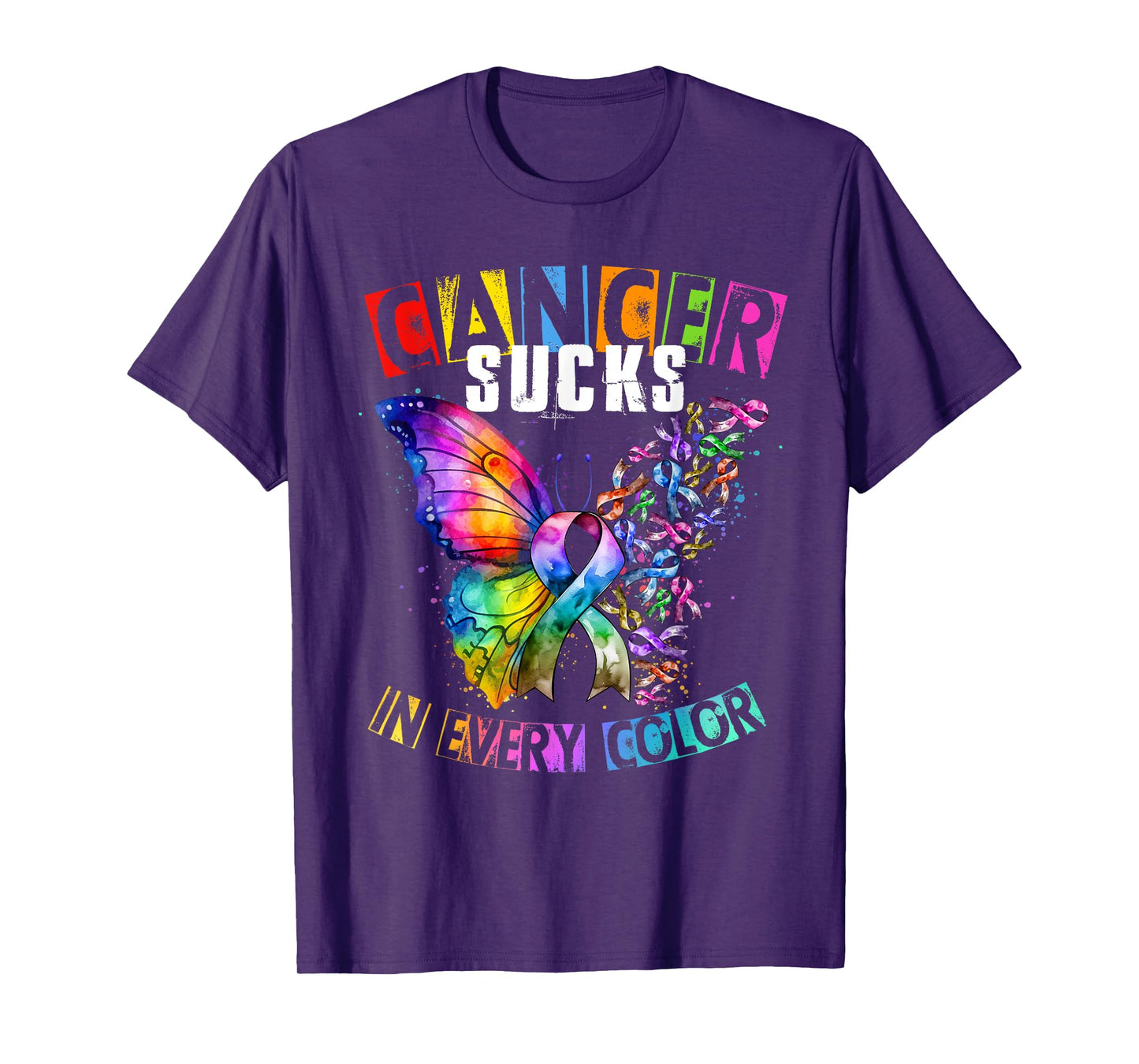 Breast Cancer awarene Sucks In Every Color Butterfly T-Shirt