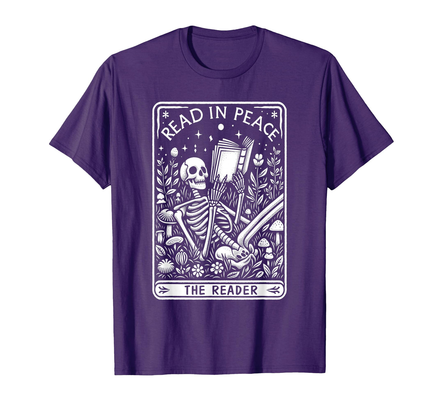Read in Peace The Reader Skeleton Art T-Shirt