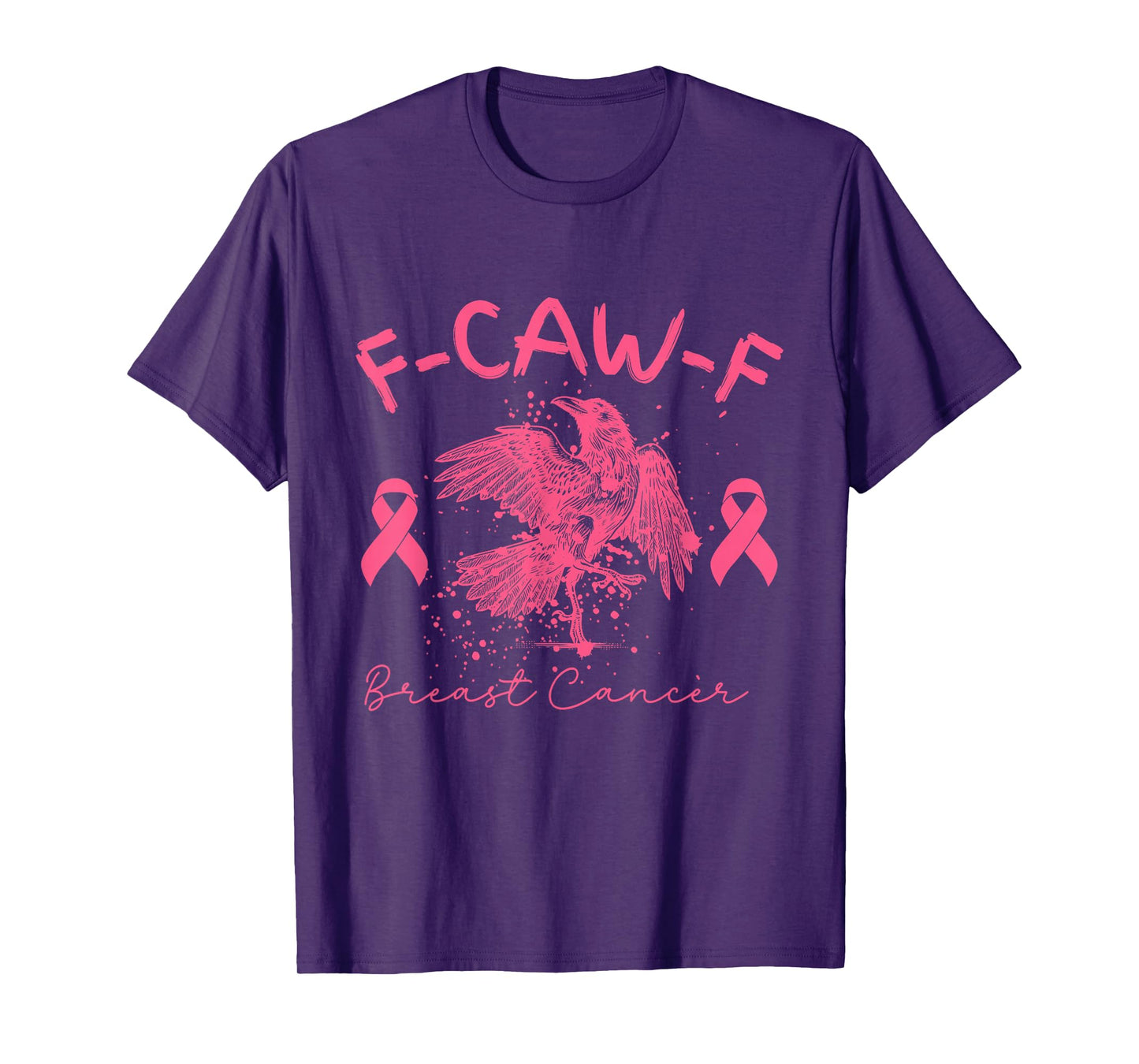 F CAW F Cancer Pink Ribbon Raven Breast Cancer Awareness T-Shirt