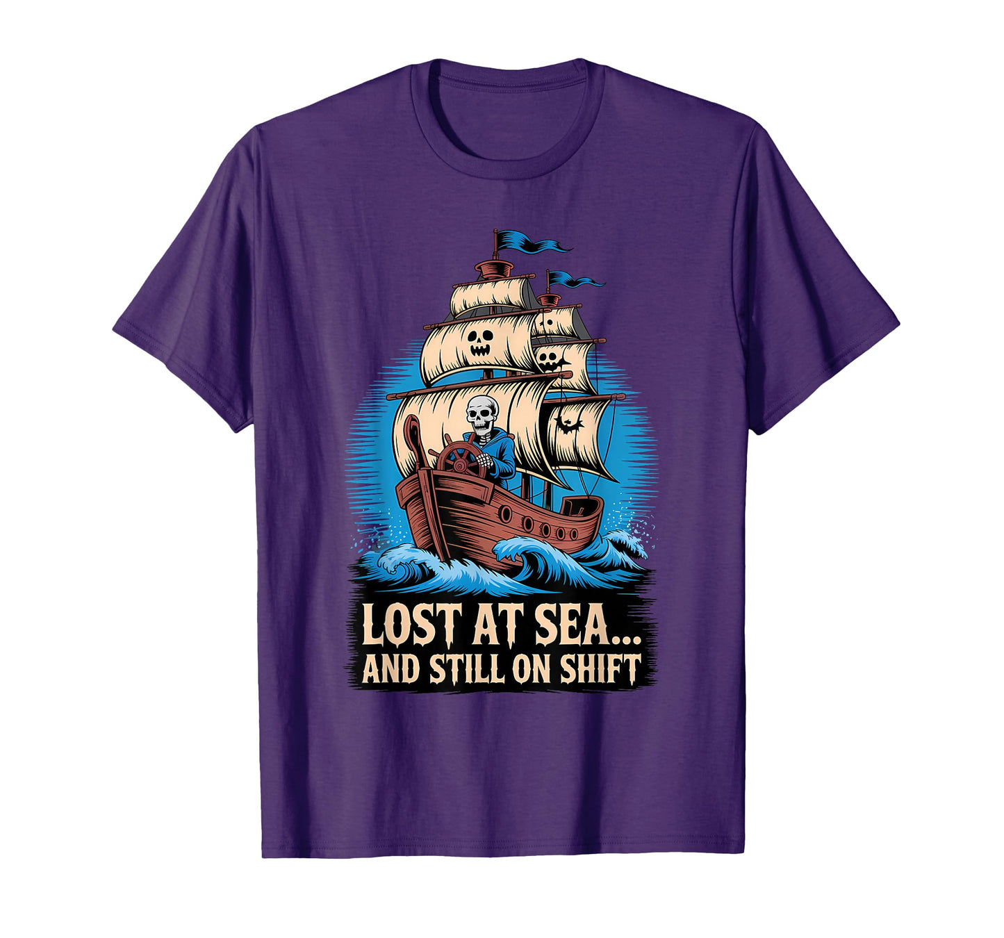 Skeleton Sailor Halloween Funny Spooky Nautical T-Shirt