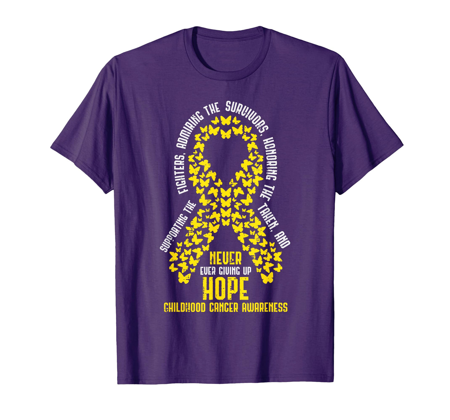 Childhood Cancer Ribbon Never Giving Up Hope Awareness Kids T-Shirt