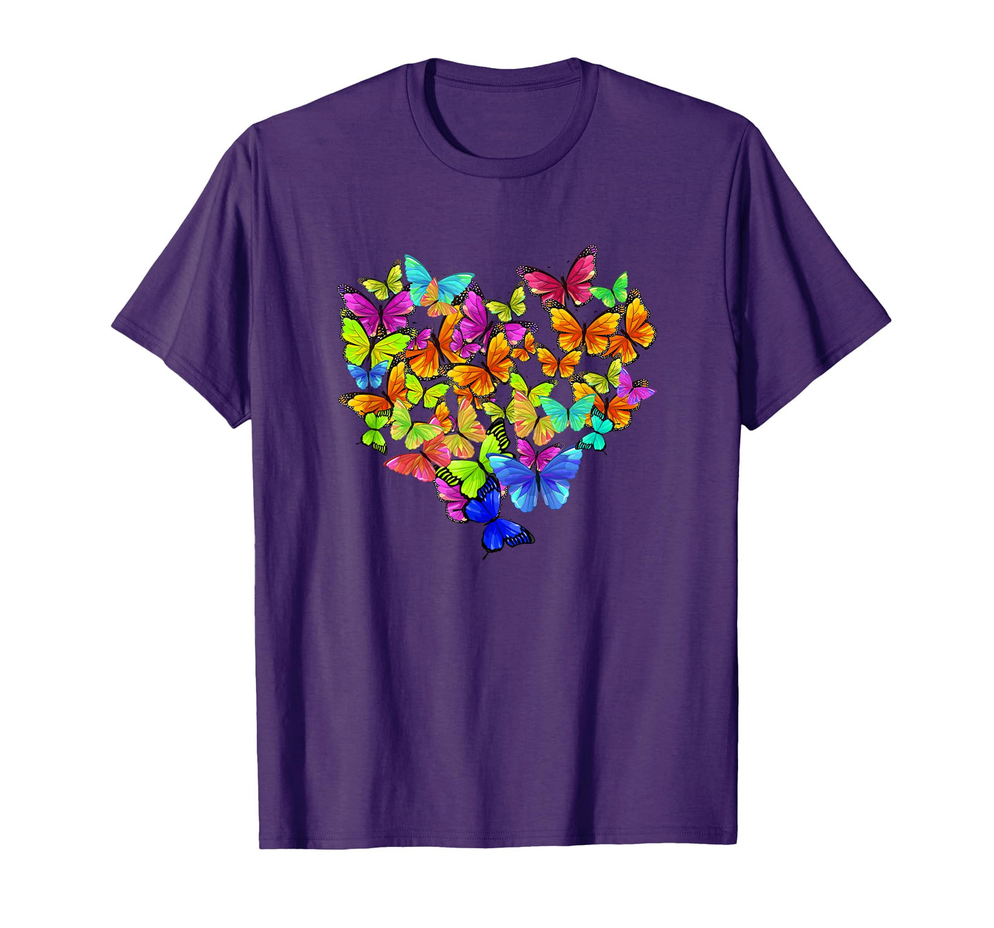 Colorful Cute Butterfly Heart - Rainbow Butterflies T-Shirt