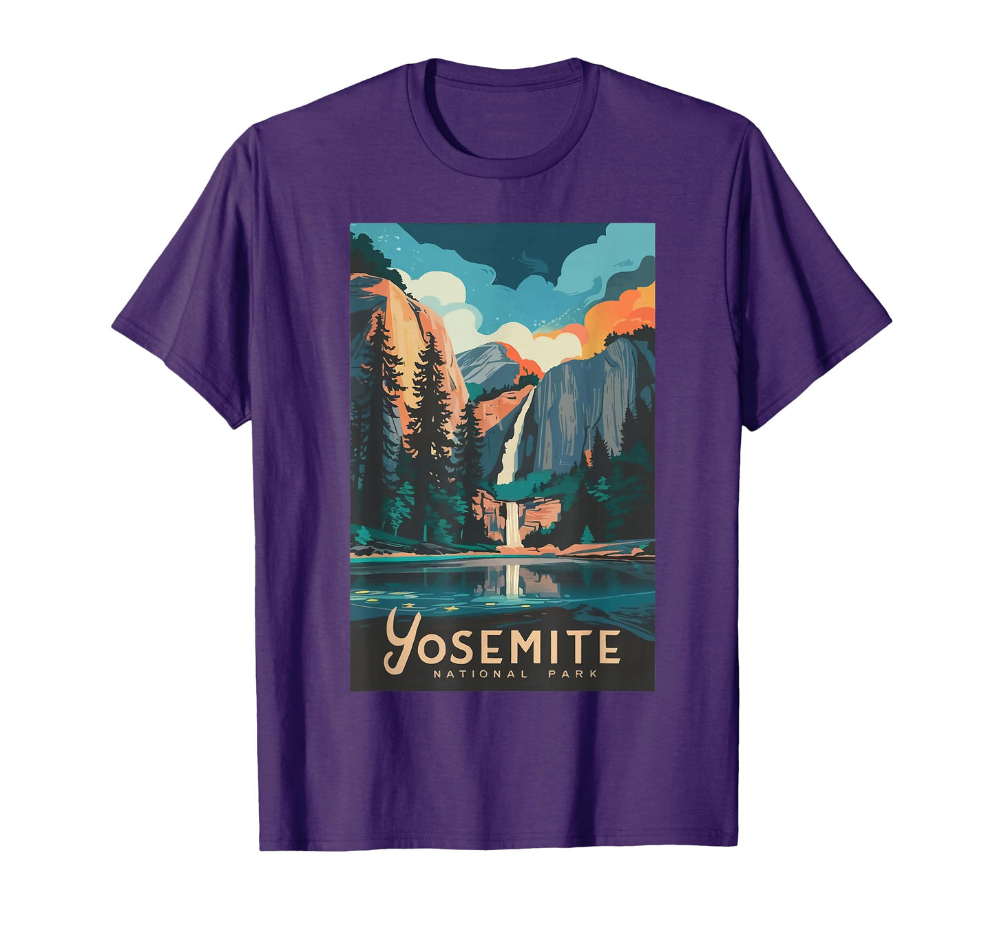 Retro Yosemite California National Park Tunnel View Trails T-Shirt