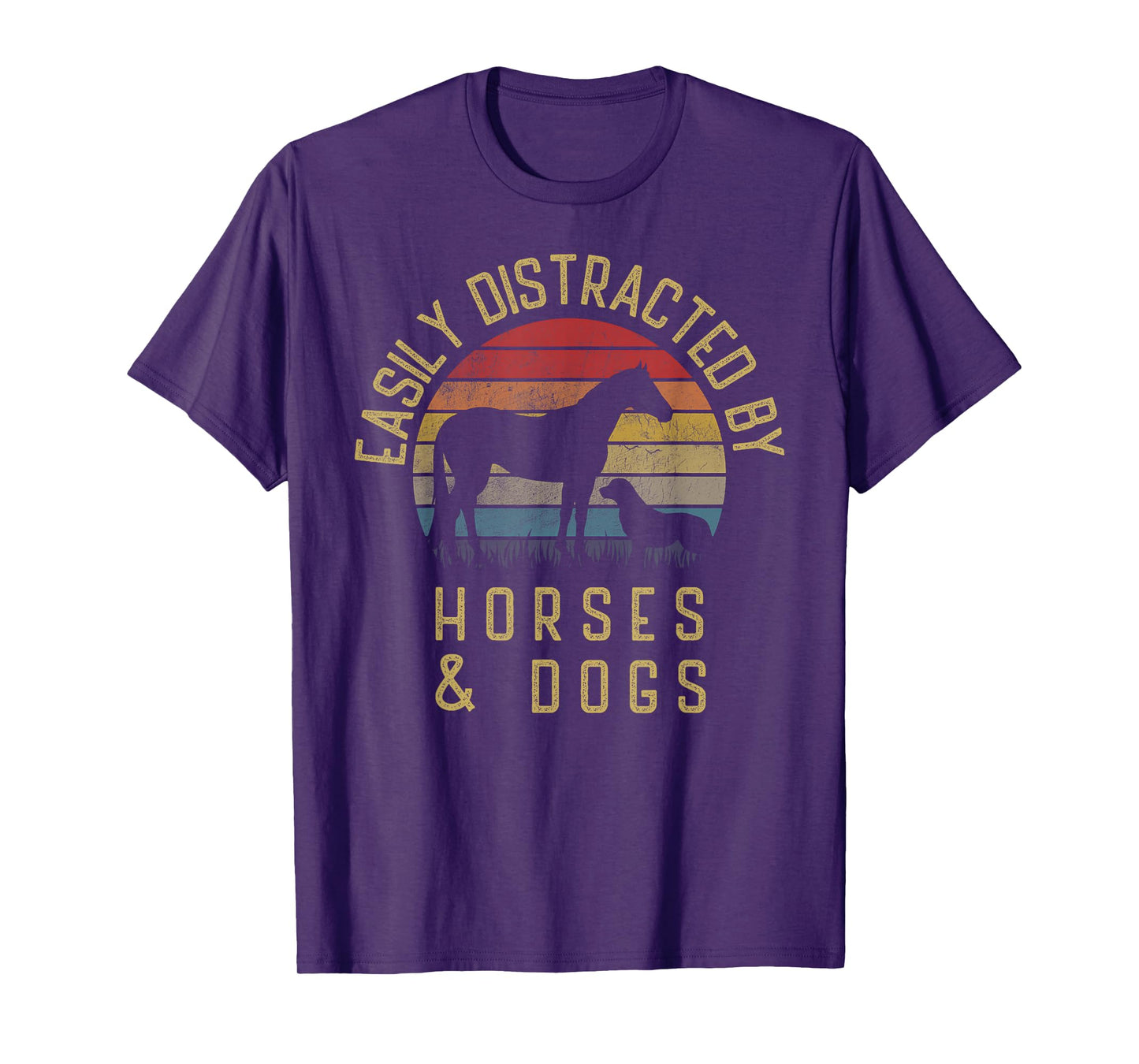 Easily distracted by horses and dogs I like heart horse dog T-Shirt