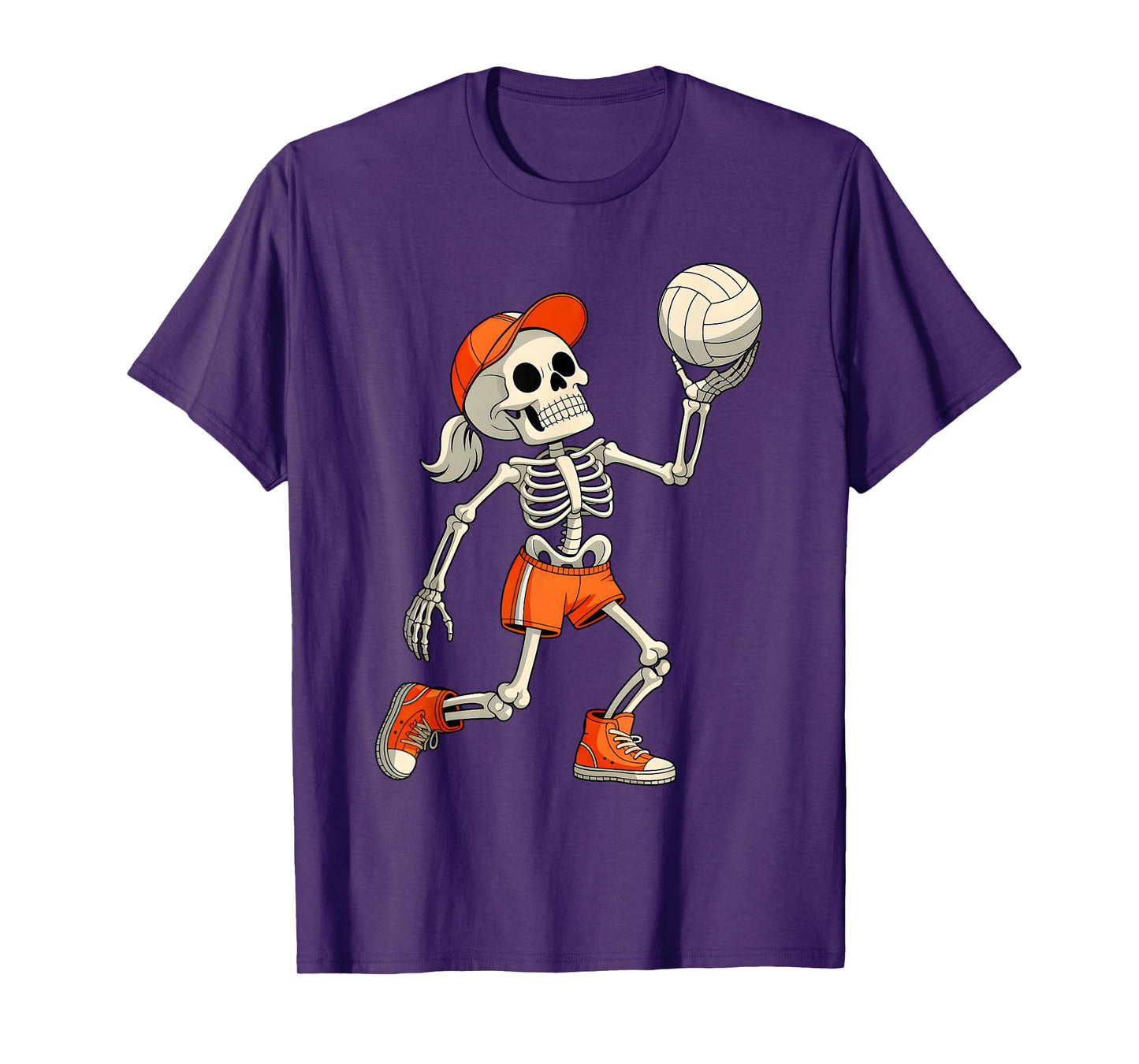 Funny Skeleton Play Volleyball Halloween Costume Boys Men T-Shirt