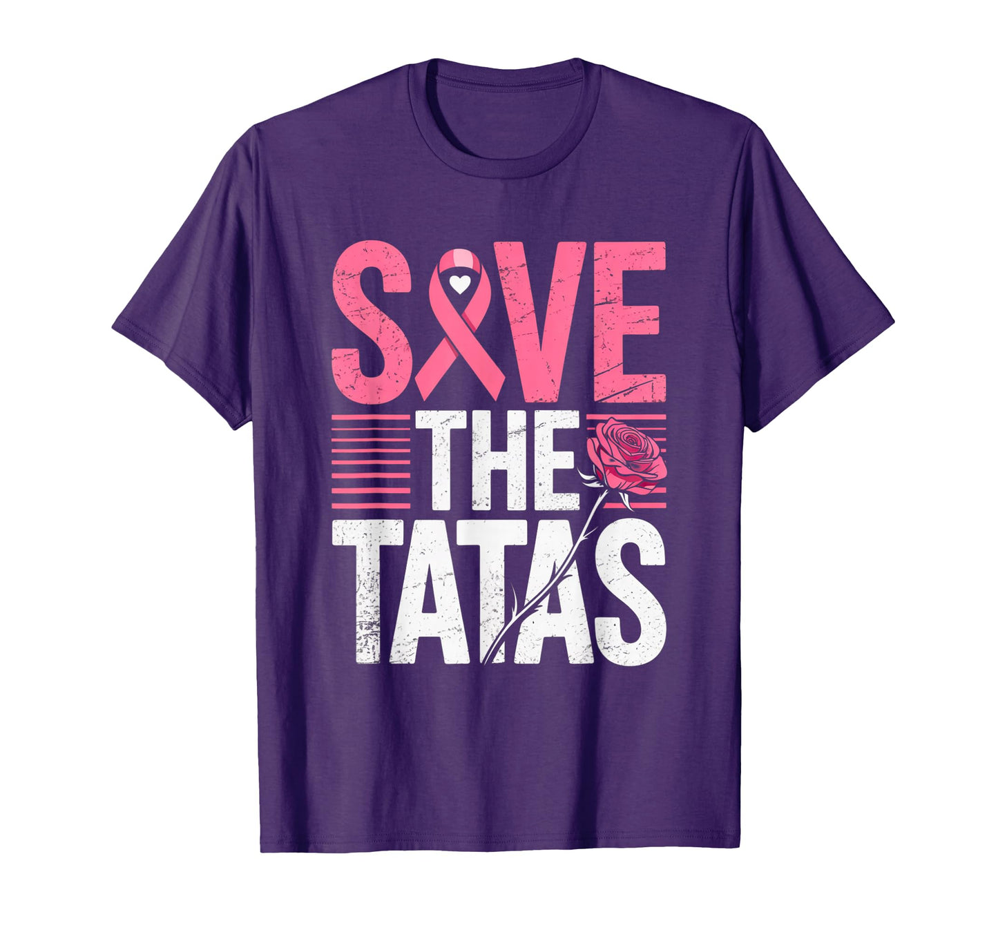 Save The Tatas Breast Cancer Fighting Awareness Pink Ribbon T-Shirt