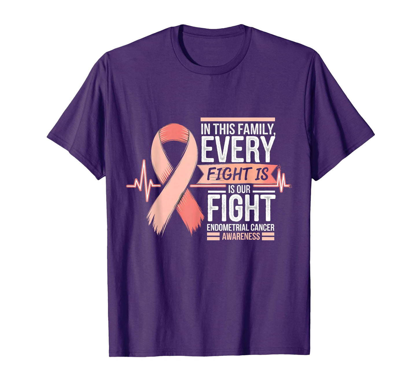 Endometrial Cancer Awareness Peach Ribbon T-Shirt
