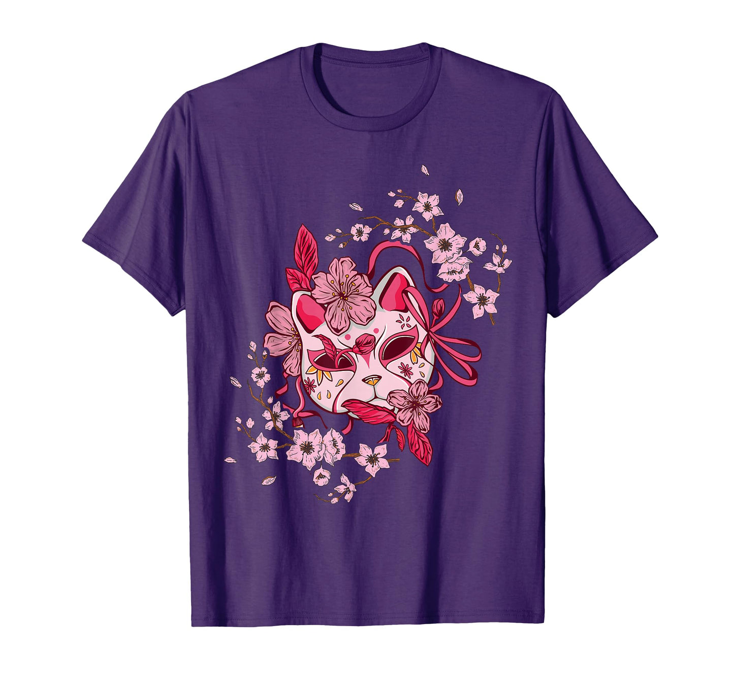Sakura Tree Japanese Mask Cherry Pink Flower Blossom T-Shirt