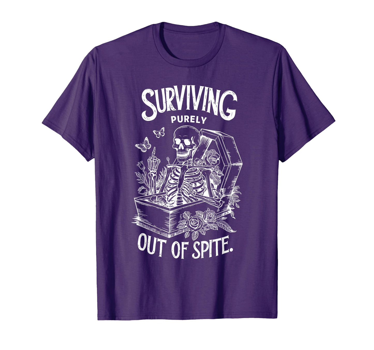 Funny Skeleton Surviving Out of Spite Halloween Fall Autumn T-Shirt