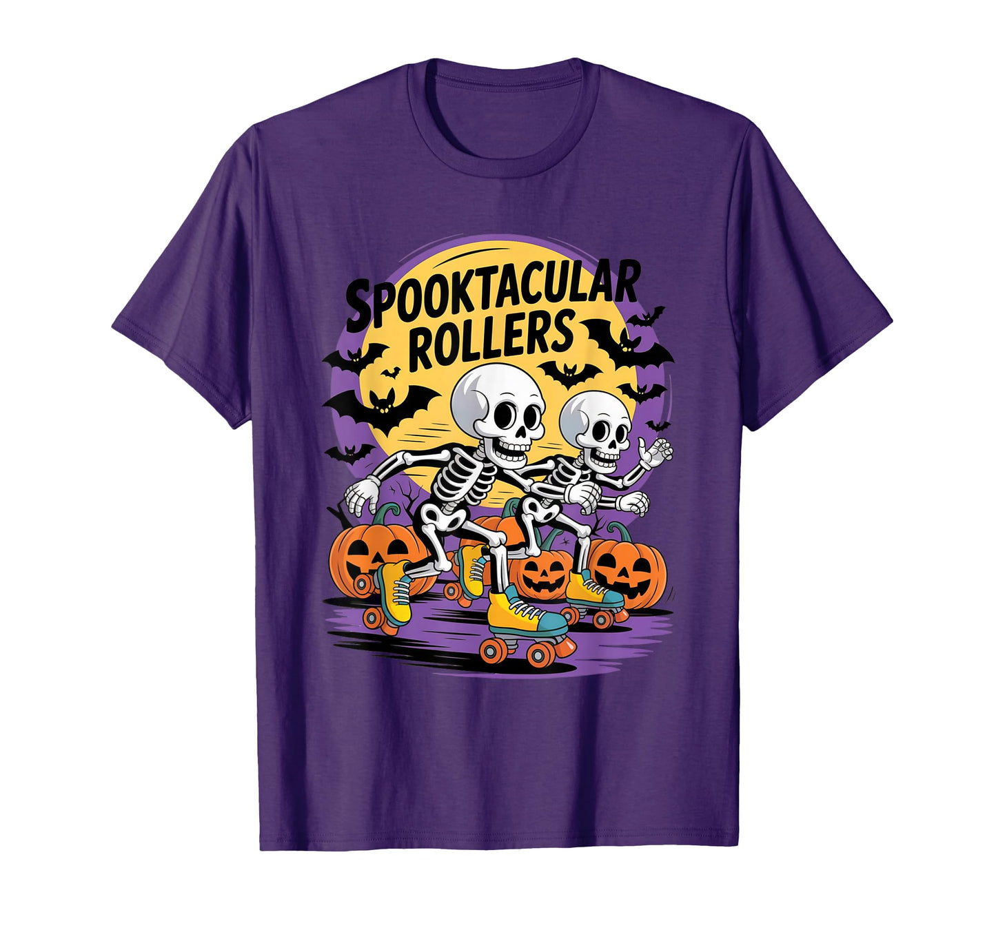 Spooktacular Skeleton Rollers Retro Halloween Skating Vibes T-Shirt