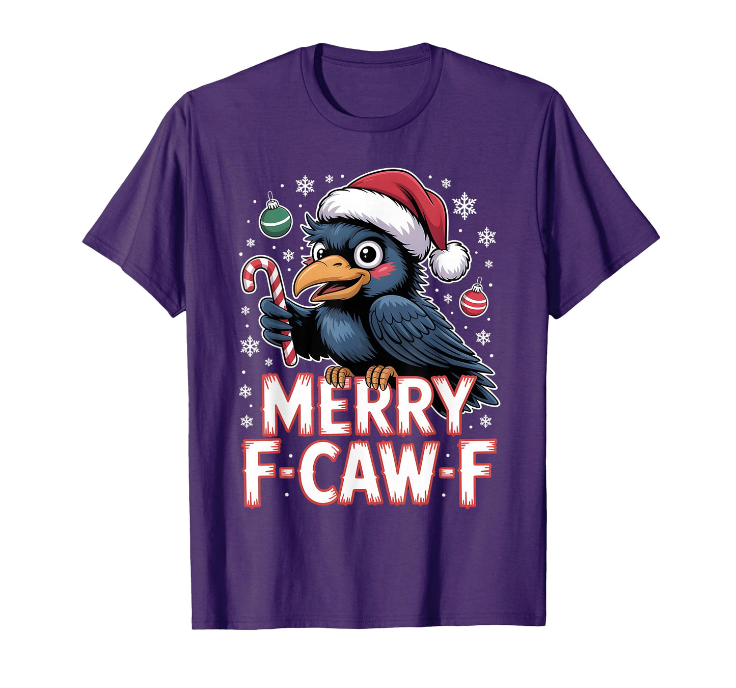 Merry F-CAW-F Funny Crow Santa Christmas Outfit Adults T-Shirt