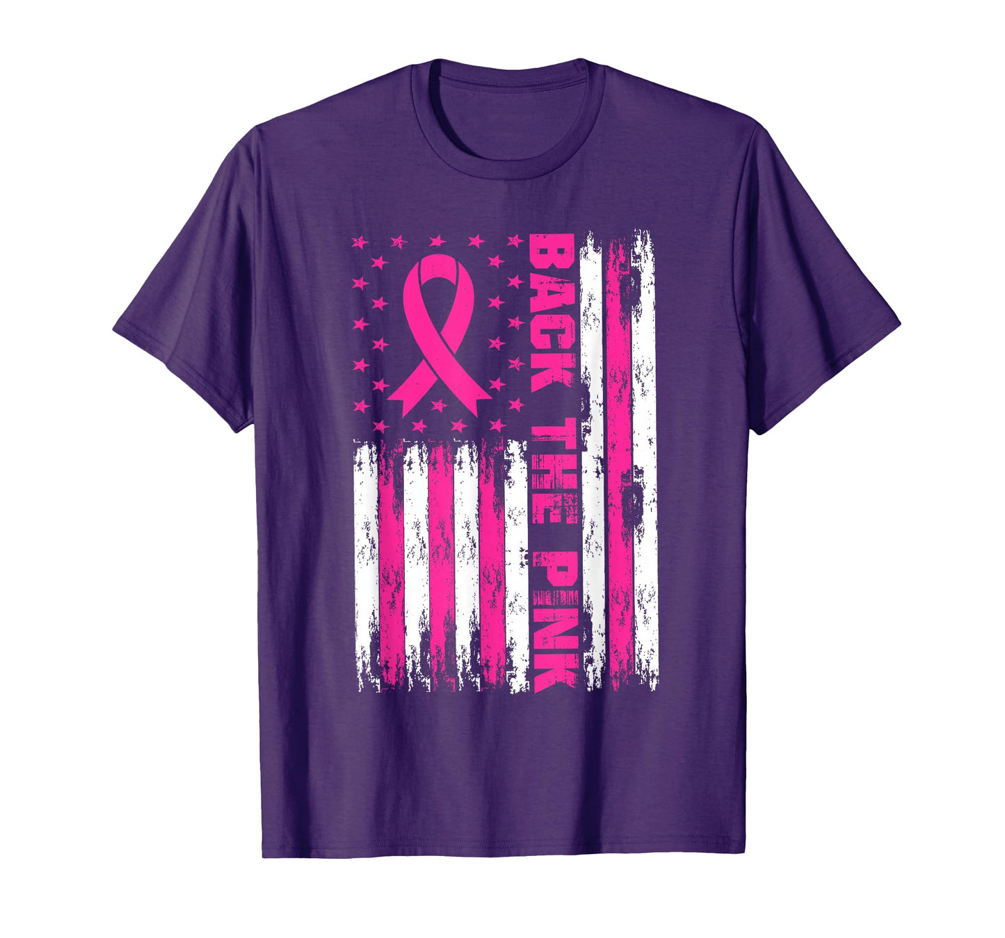 Back The Pink American Flag Ribbon Breast Cancer Awareness T-Shirt