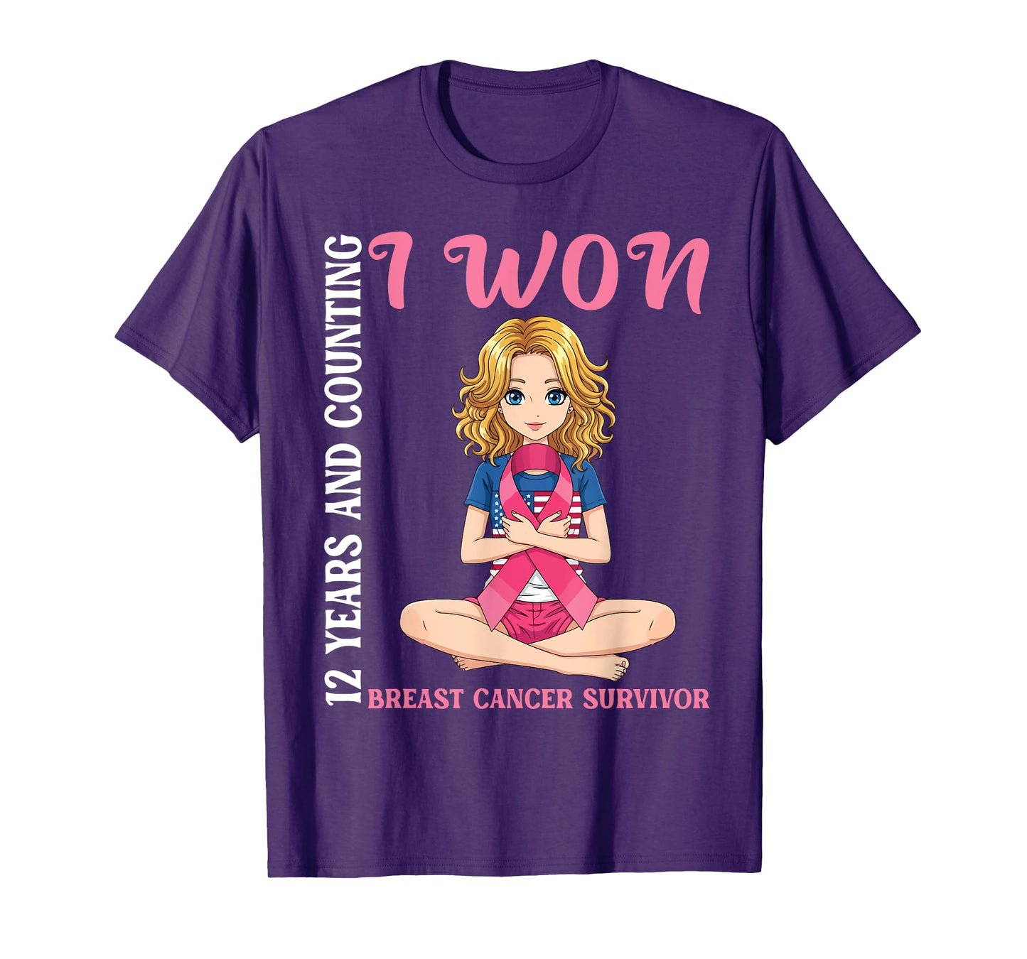 Cute Girl 12 Years and Counting I Won Breast Cancer Survivor T-Shirt