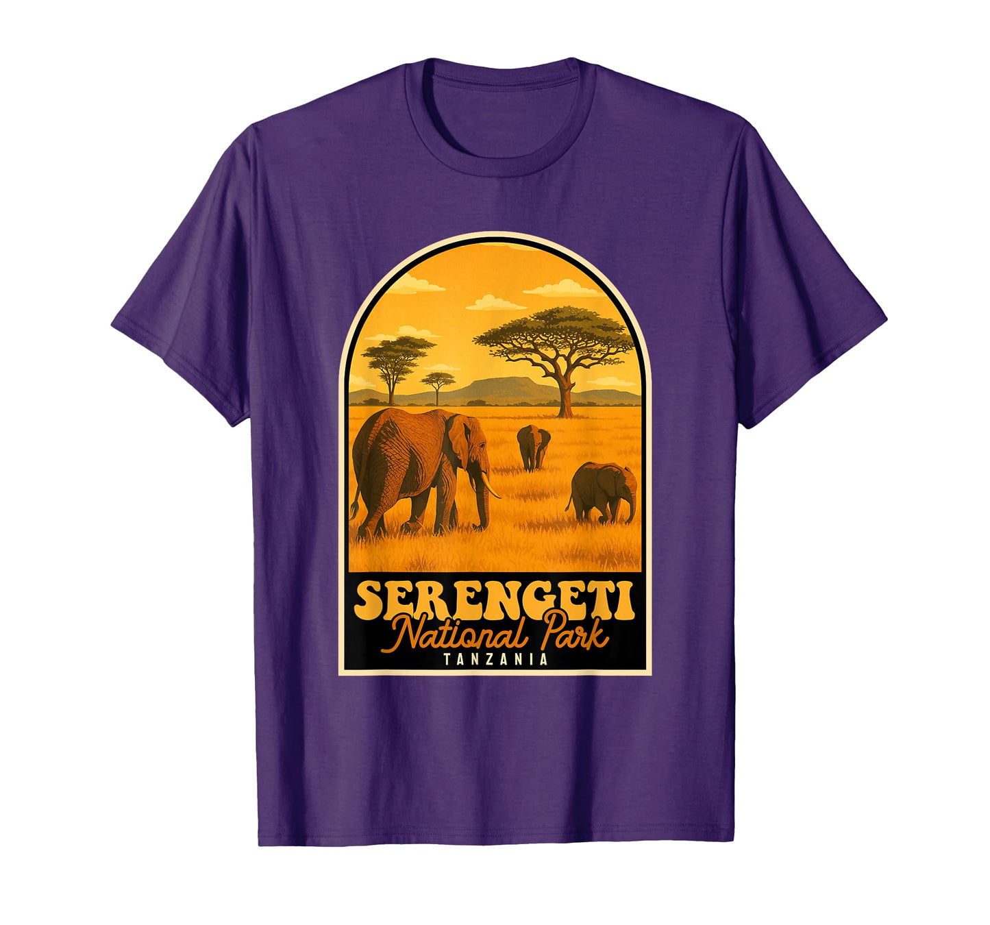 Serengeti National Park Vintage Tanzania Safari Elephants T-Shirt