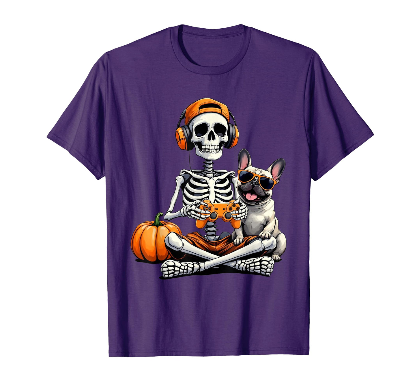 Halloween Skeleton Gamer Video Gaming Boys Men Kids Tees T-Shirt