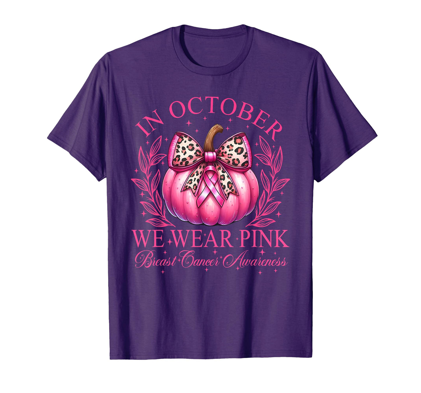 In October We Wear Pink Pumpkin Breast Cancer Awareness T-Shirt