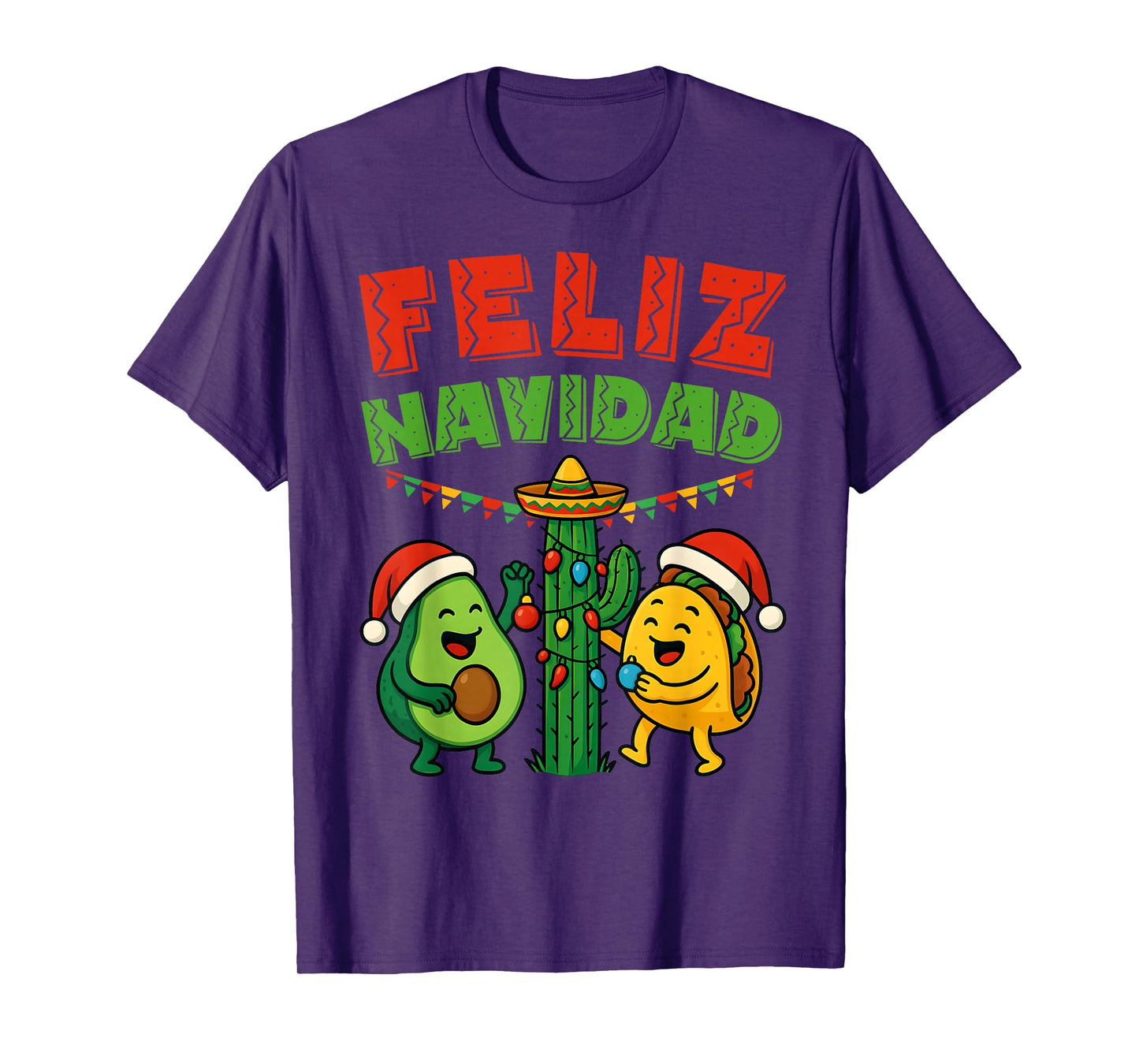 Funny Feliz Navidad Avocado Tacos Mexican Christmas Family T-Shirt