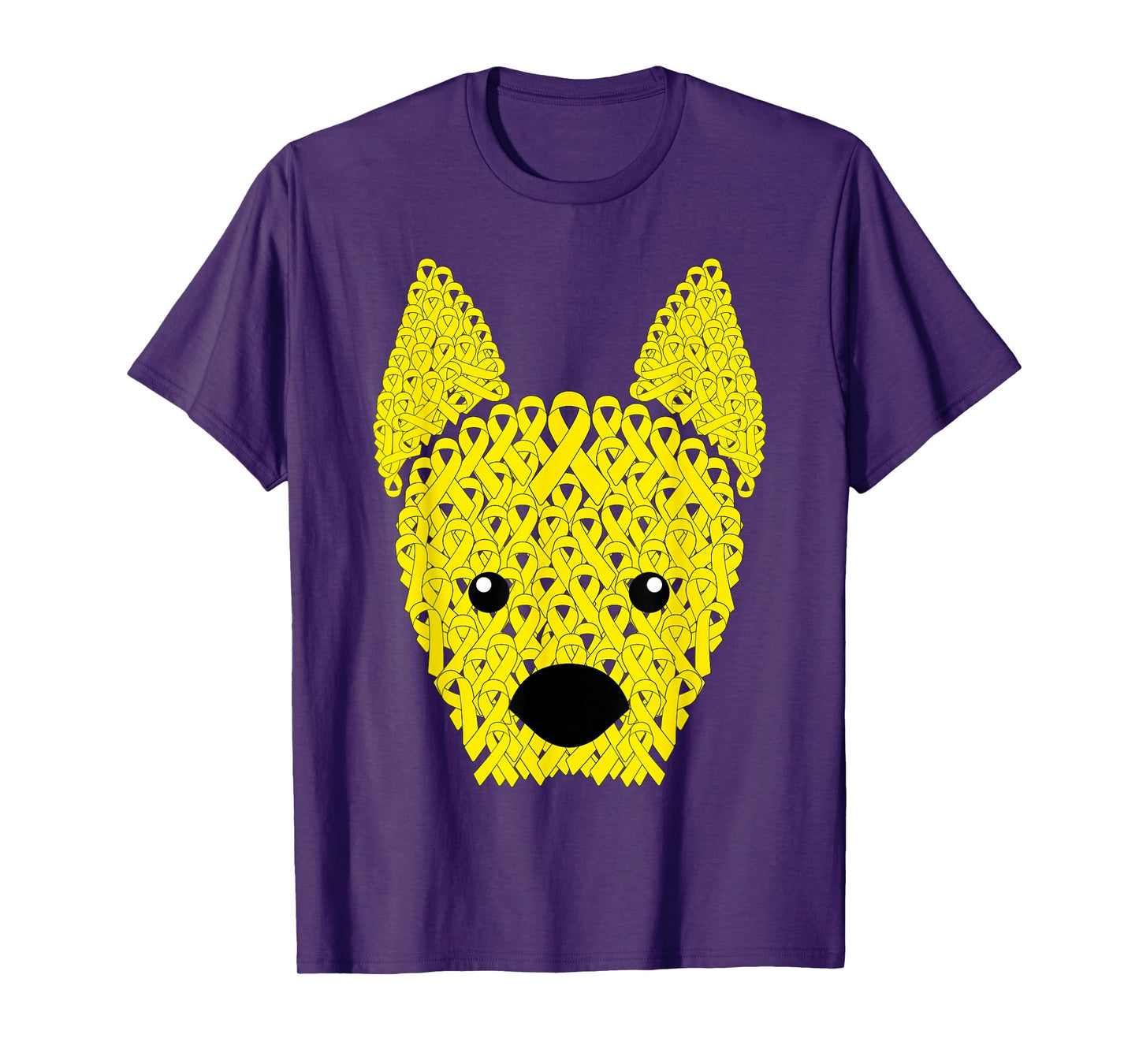 Yellow Ribbon Dog Face Sarcoma Bone Cancer Awareness Warrior T-Shirt