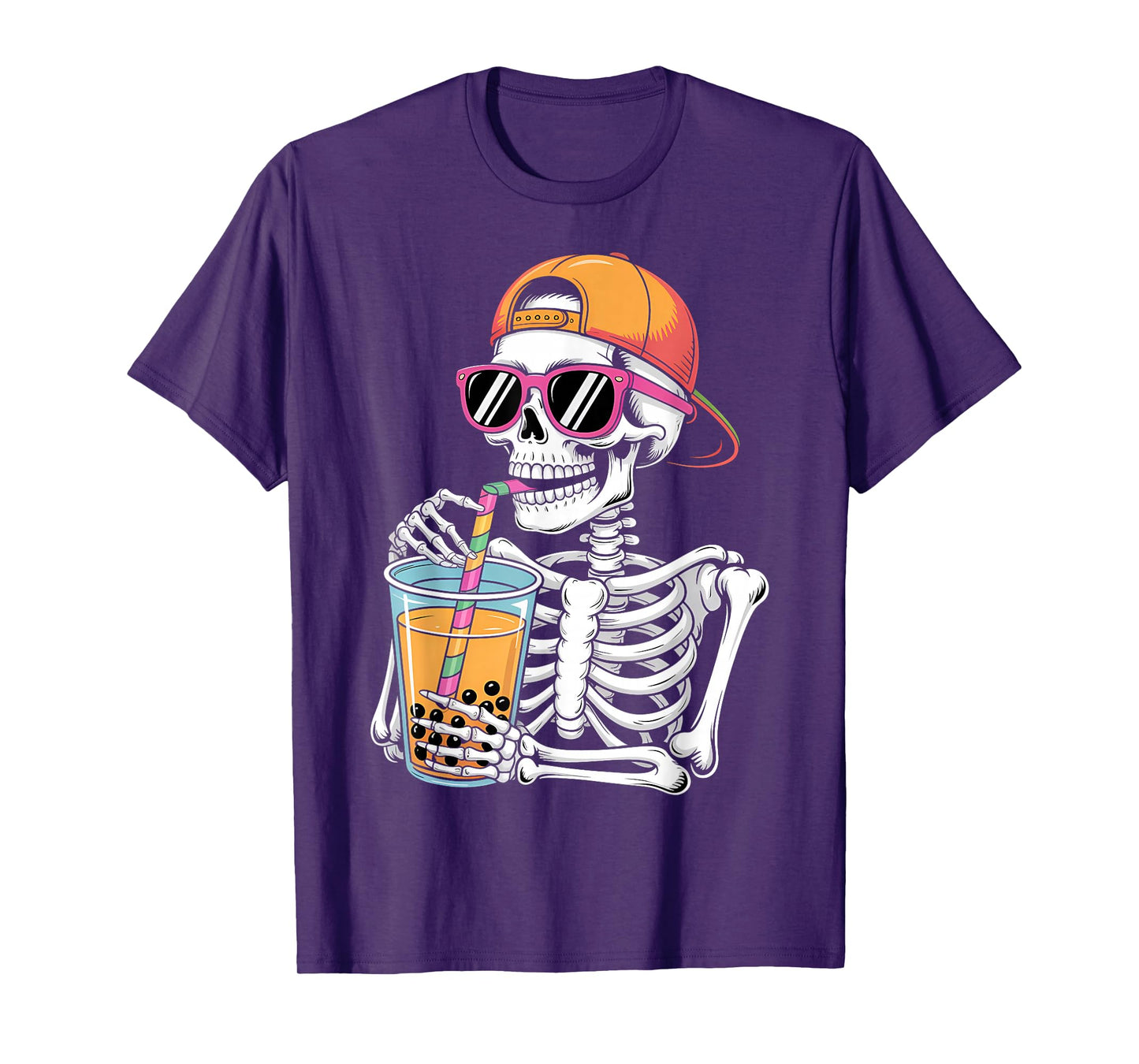 Funny Halloween Skeleton Boba Tea Costume T-Shirt