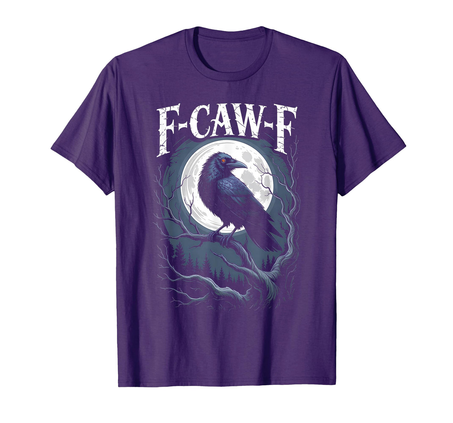 Funny F-Caw-F Crow Gothic Moon Humor Halloween T-Shirt