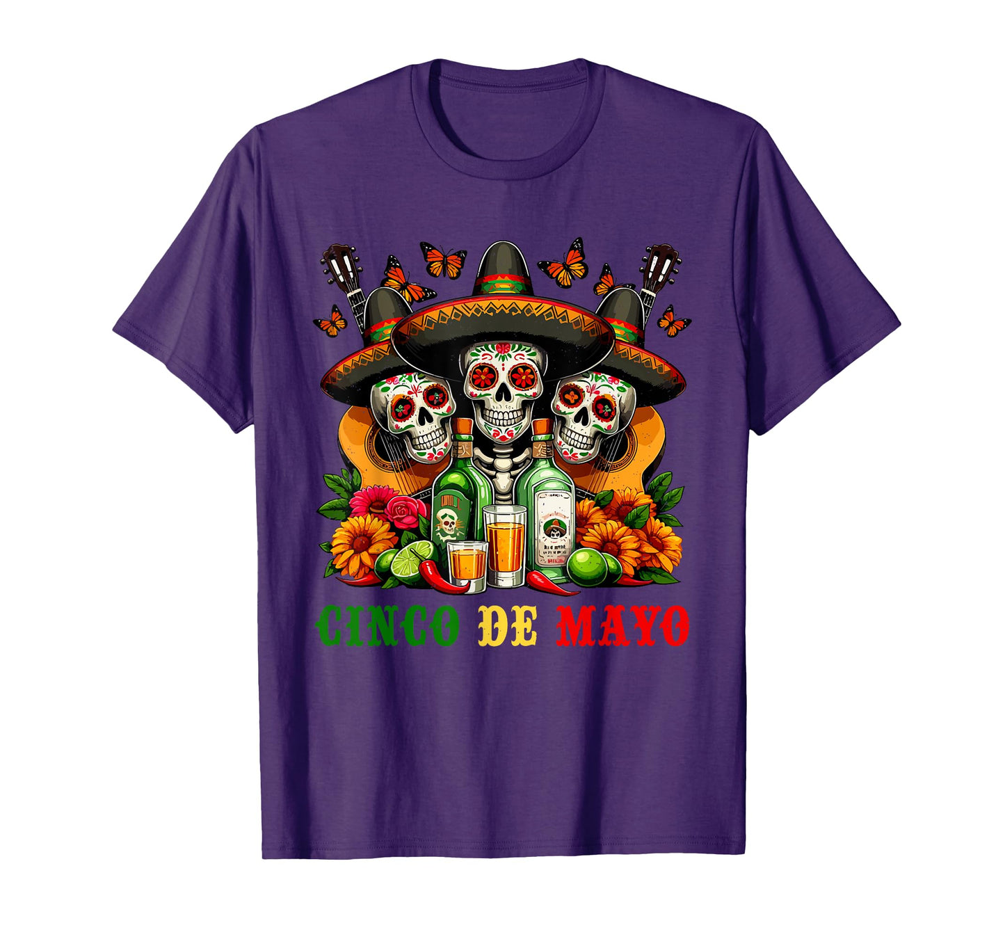 Sugar Skull Tequila Cinco De Mayo Mexican Fiesta Celebration T-Shirt