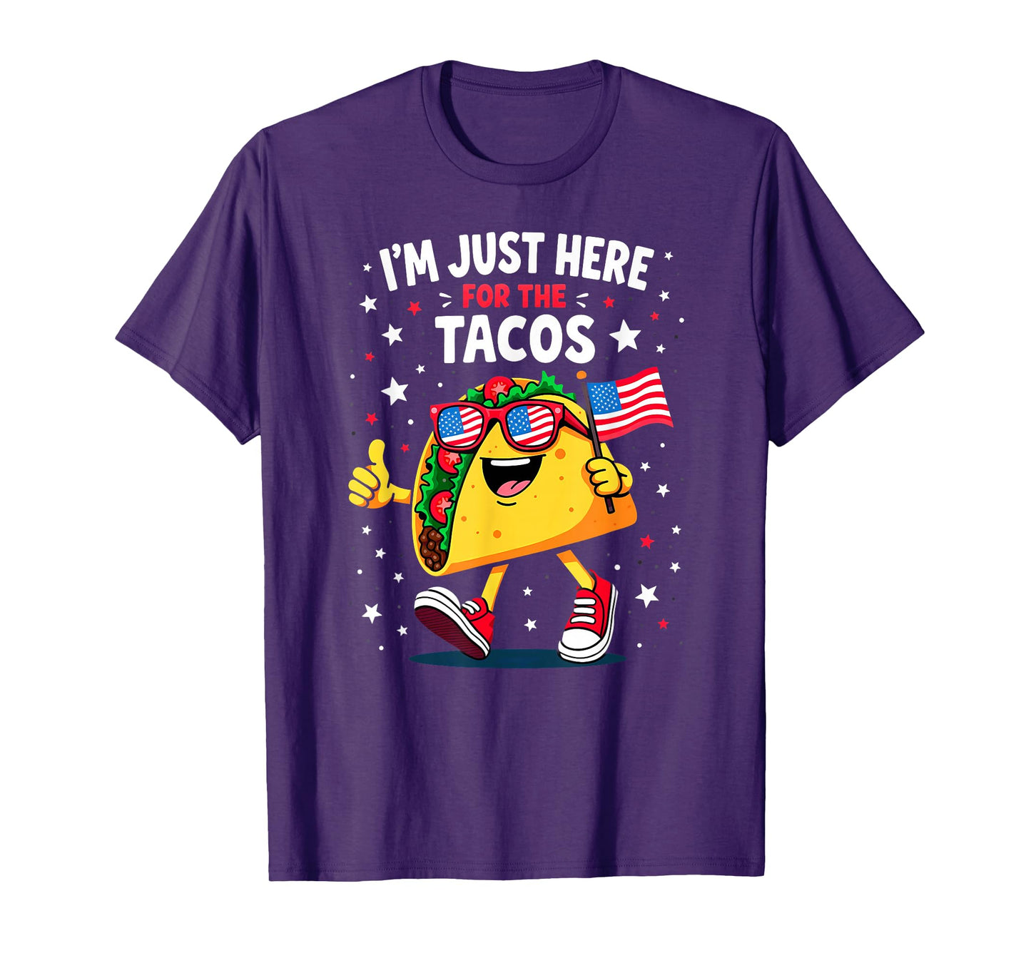US Flag I'm Just Here for The Tacos Sunglasses T-Shirt
