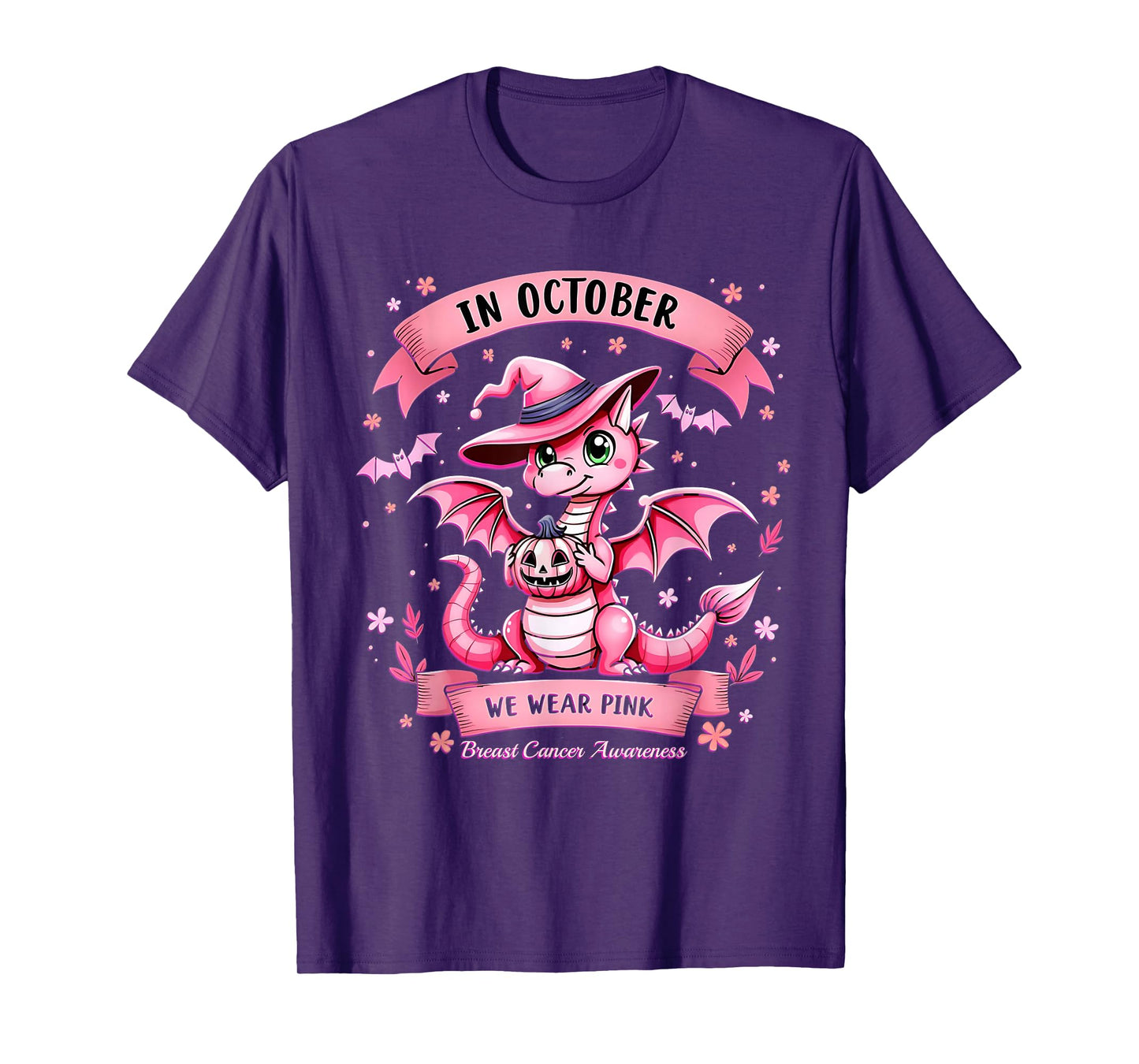 October We Wear Pink Breast Cancer Awareness Dragon T-Shirt