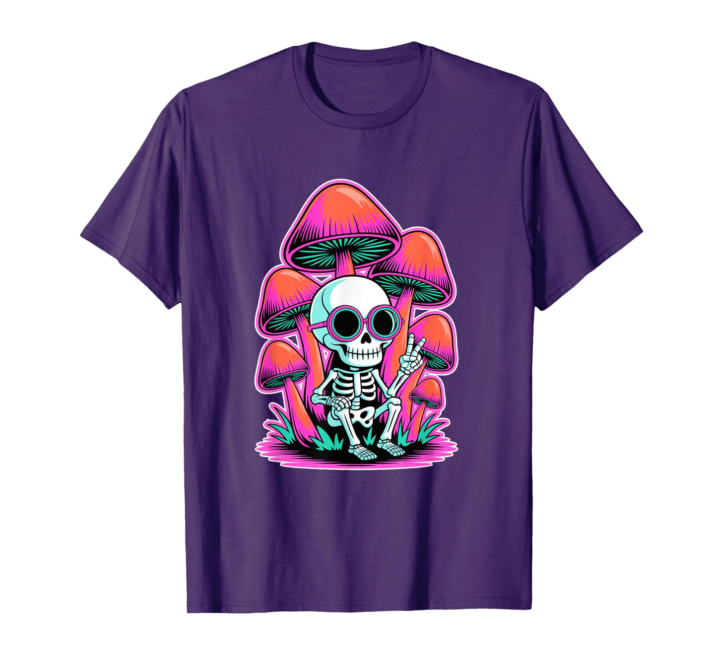 Funny Halloween Skeleton Hippie Peace T-Shirt