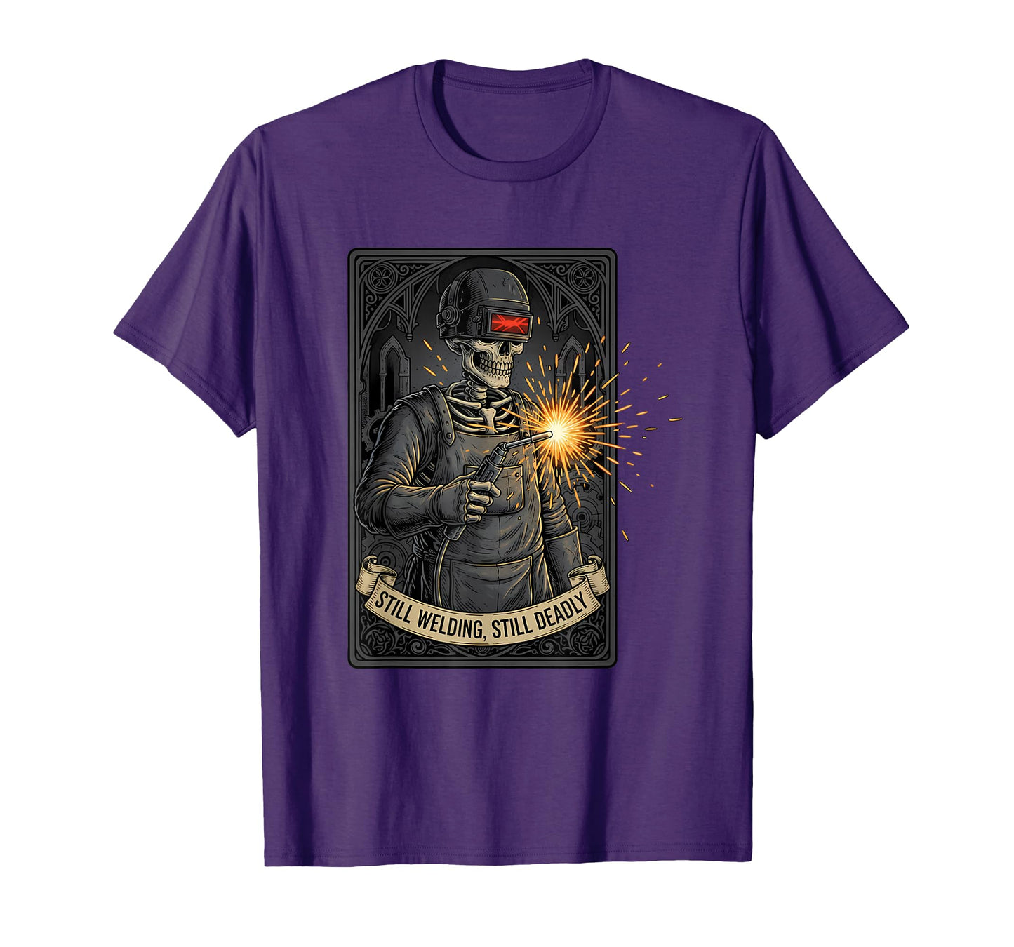 The Welder Welding Tarot Card Skeleton Funny T-Shirt