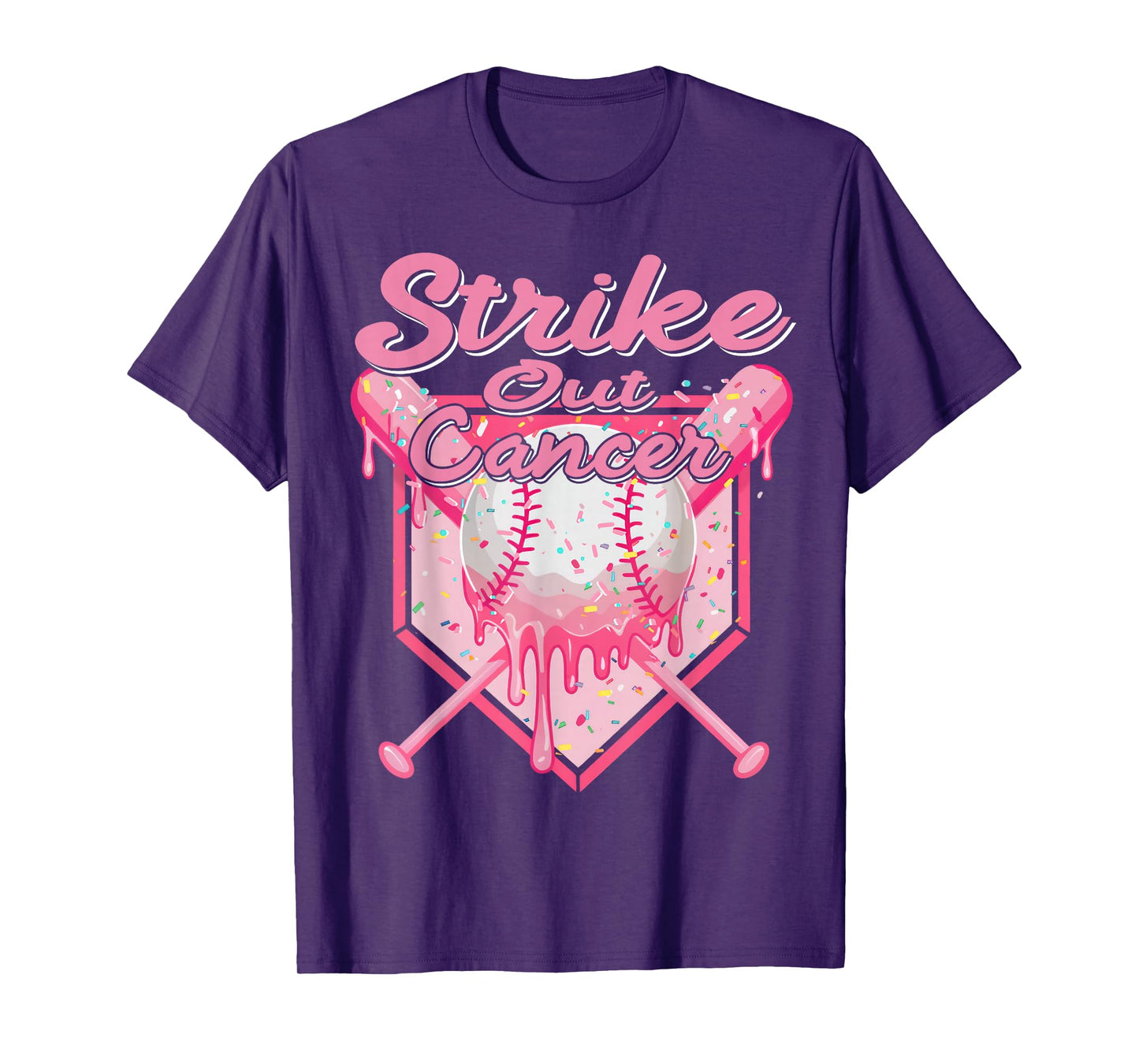 Strike Out Breast Cancer Baseball Drip for Boys Youth T-Shirt