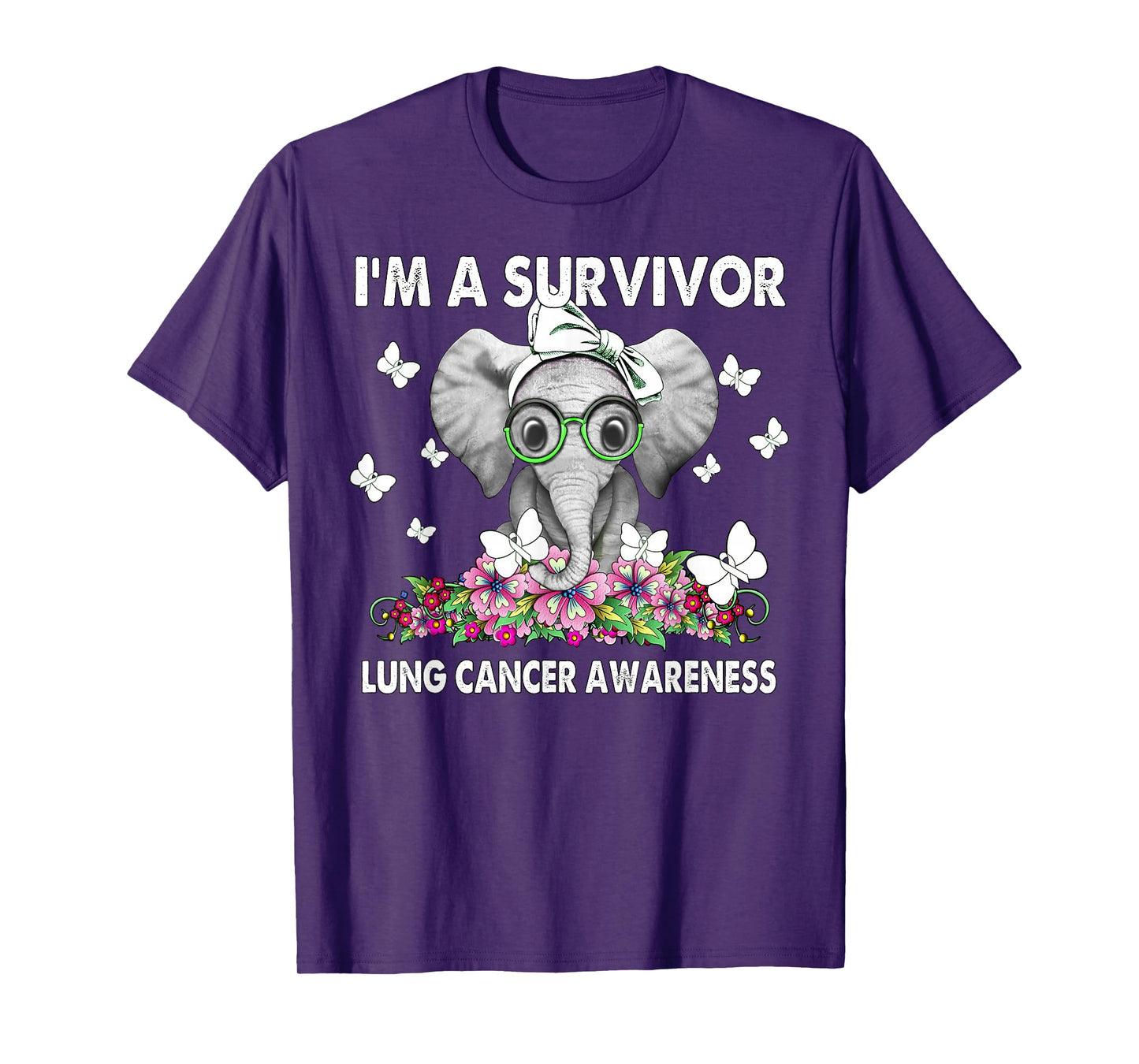 Elephant I’m a Survivor Lung Cancer Awareness T-Shirt