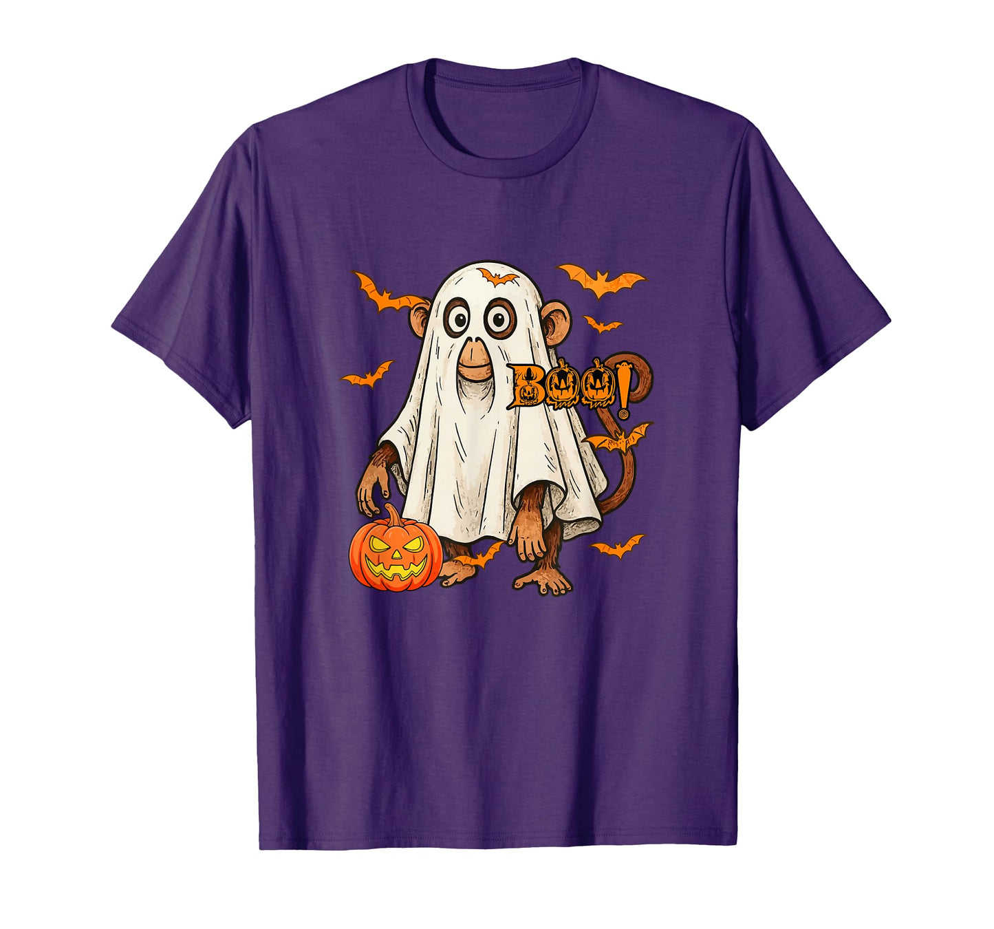 Boo Halloween Monkey Cosplay Ghost Costume Animal Lover T-Shirt