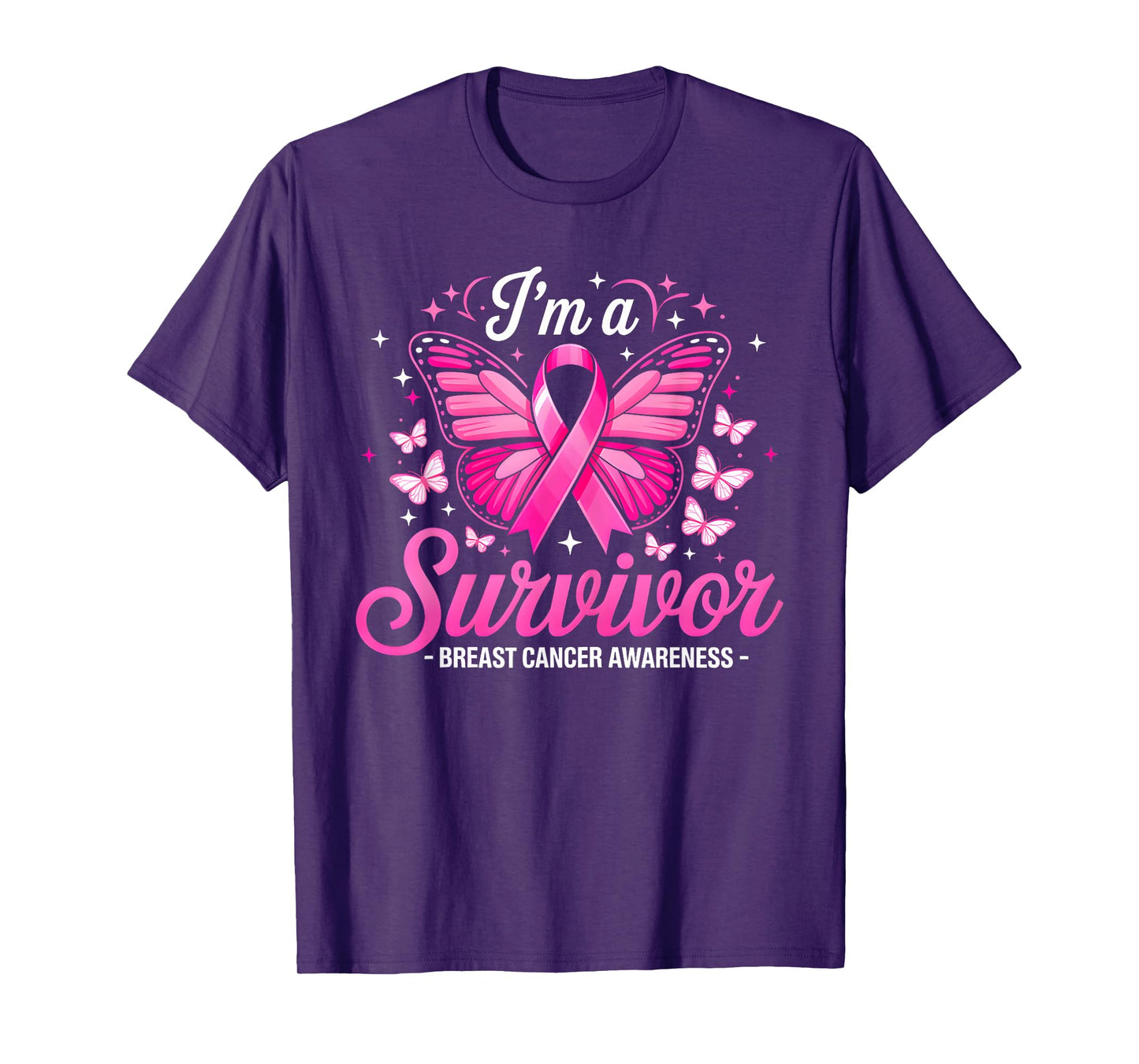 I'm A Survivor Butterfly Fight Breast Cancer Awareness Women T-Shirt