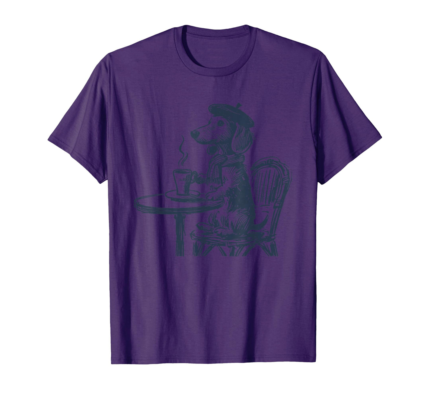Dachshund Paris Cafe Beret Coffee Wiener Dog Doxie Weenie T-Shirt
