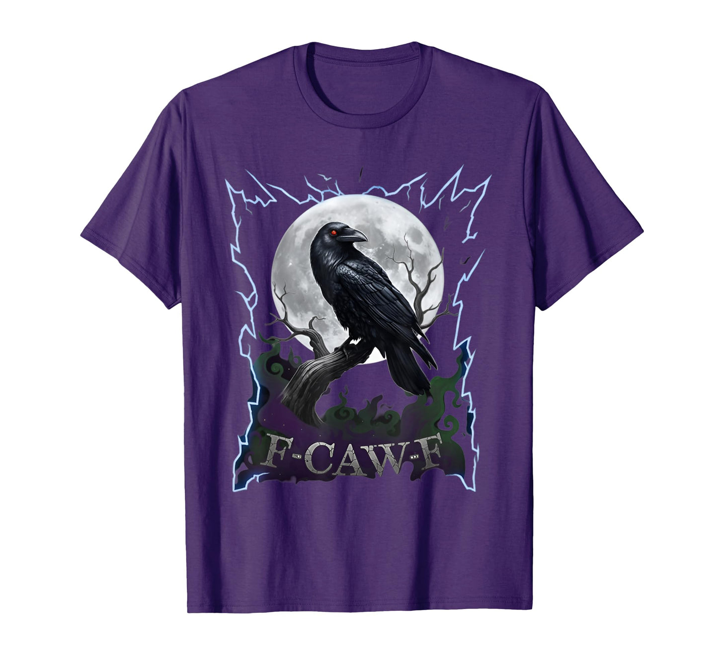 Scary Raven F-Caw-F Full Moon Halloween T-Shirt