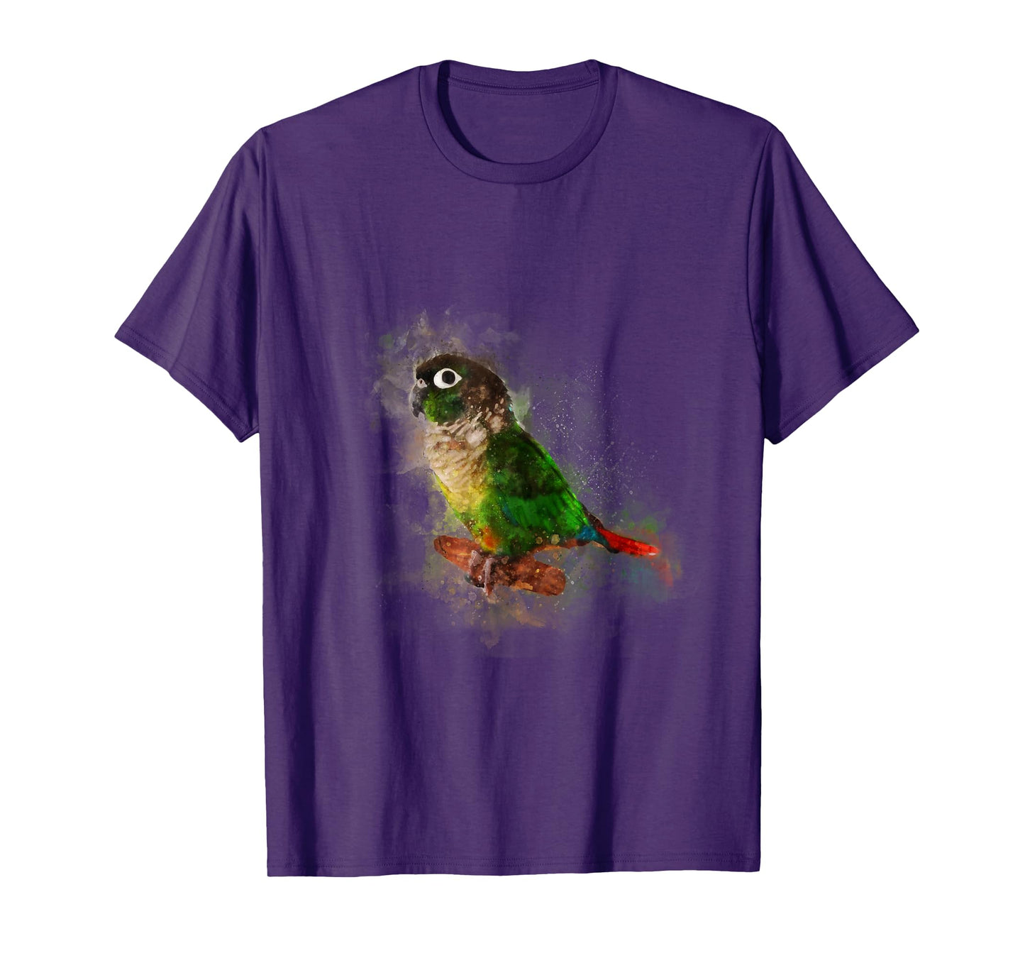LigerKat Kids Unisex-Adults Black Watercolor Green Cheek Conure parrot T-Shirt