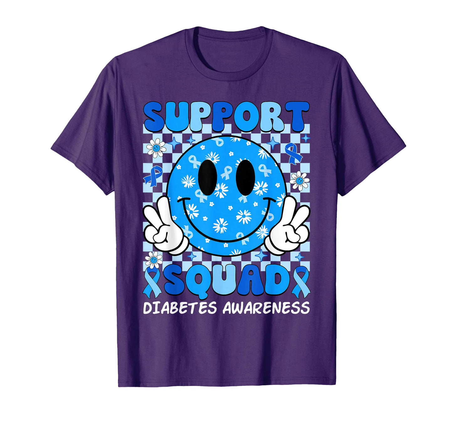 Support Squad Diabetes Awareness Shirt Blue Smile T1D Type 1 T-Shirt