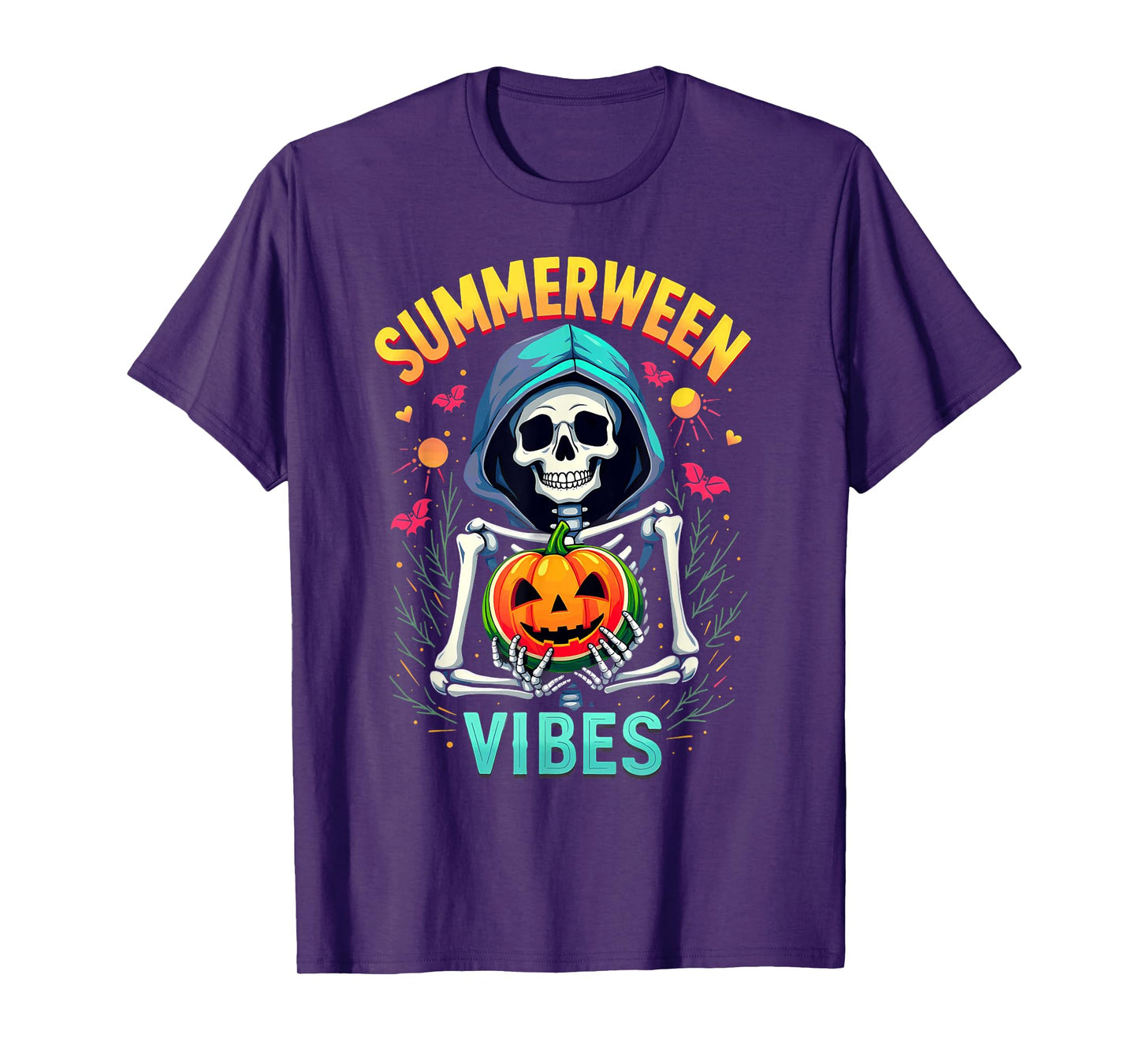 Ghost Skeleton Pumpkin Summerween Vibes T-Shirt