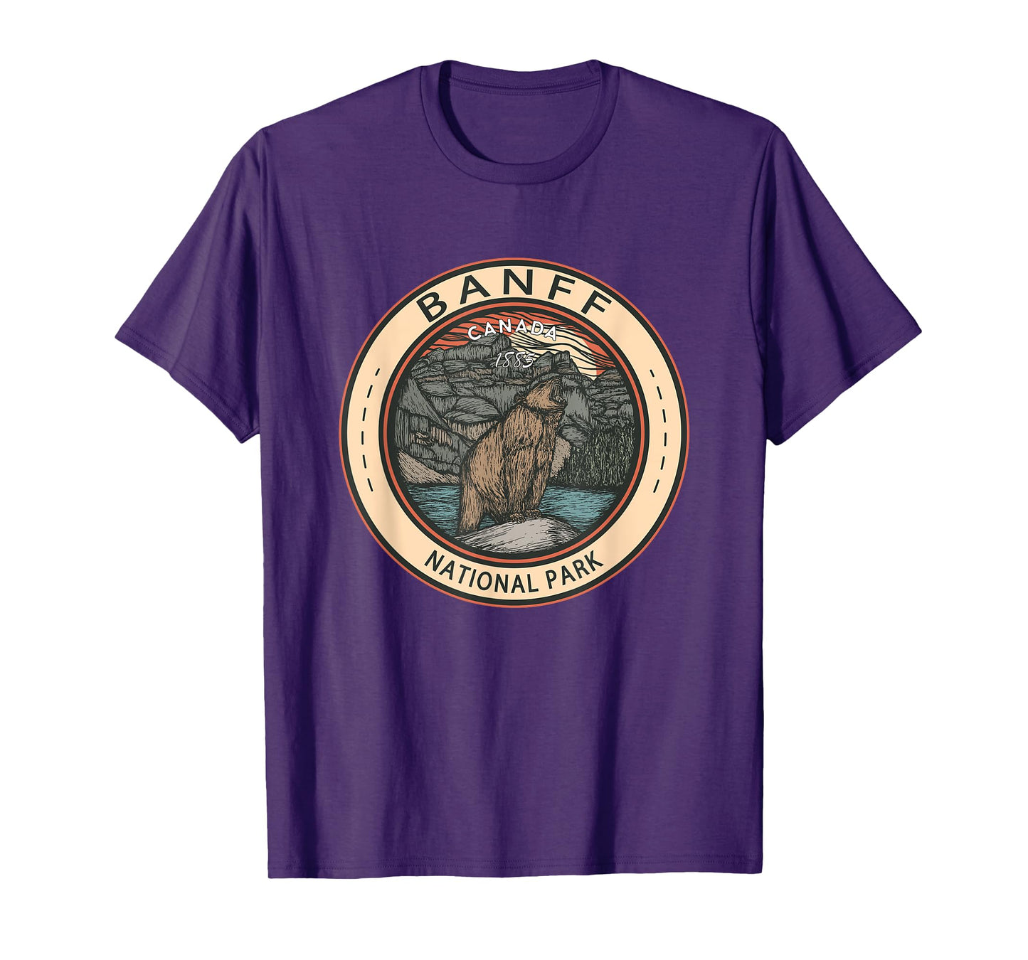 Banff National Park Canada Grizzly Bear Vintage Emblem T-Shirt