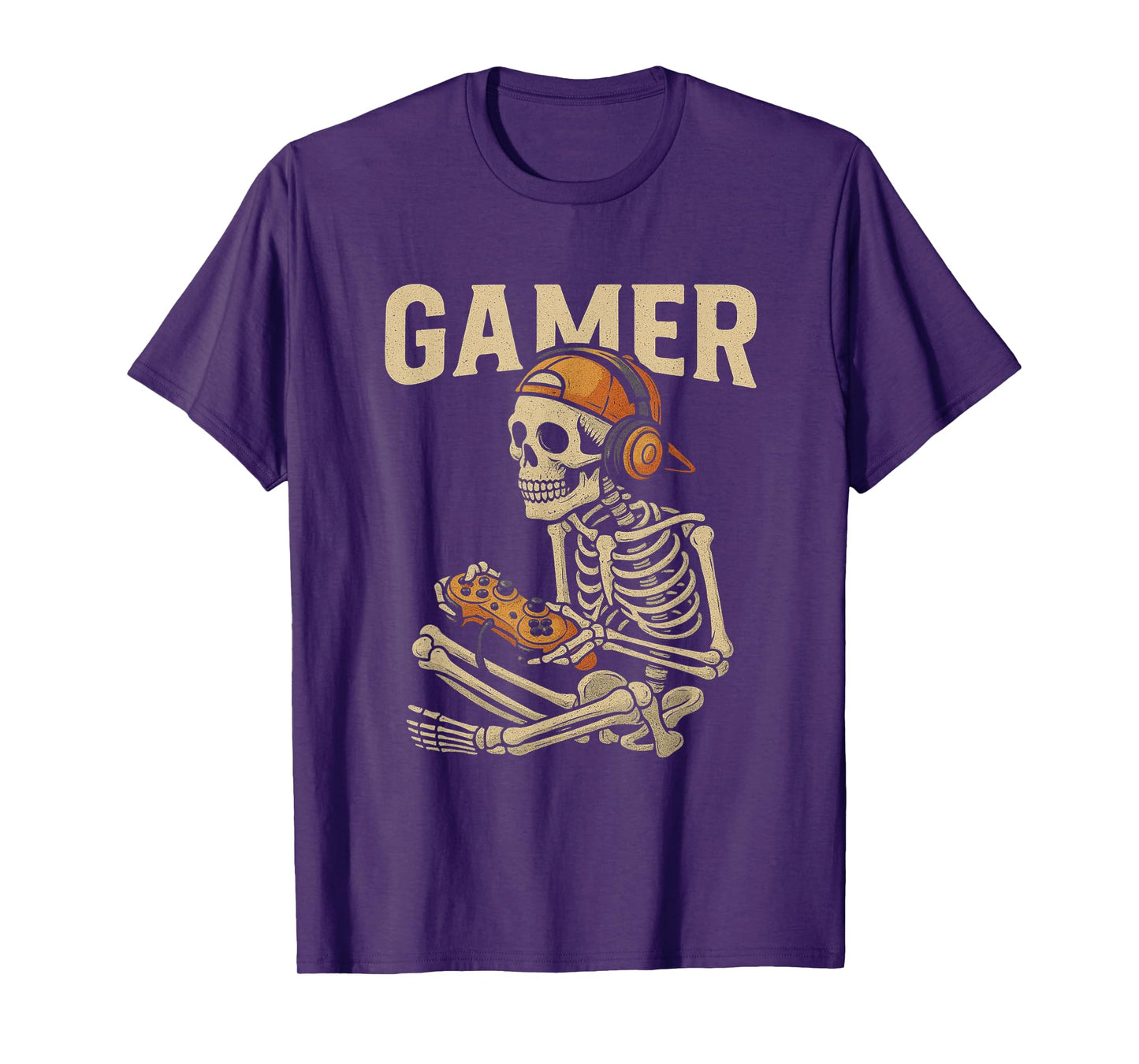 Halloween Skeleton Gamer Video Gaming Boys Men Kids Tees T-Shirt