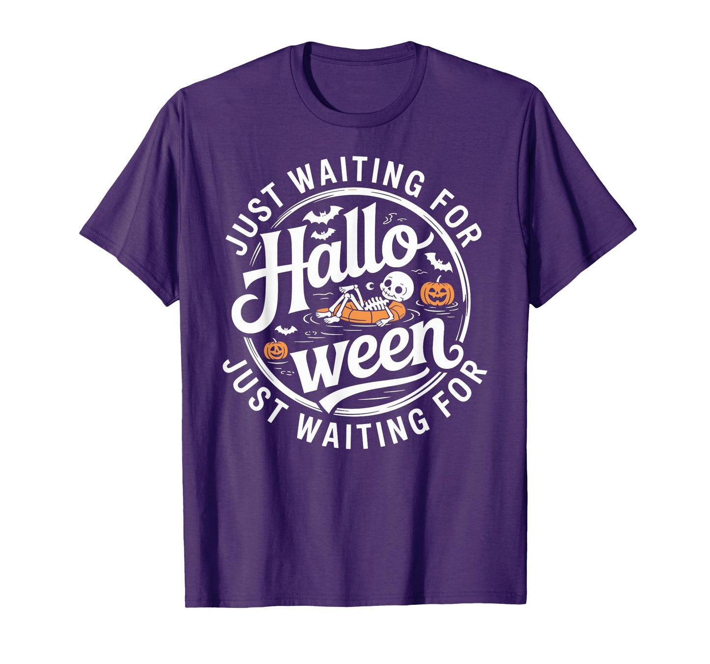 Just Waiting for Halloween Skeleton Pumpkin Cute T-Shirt