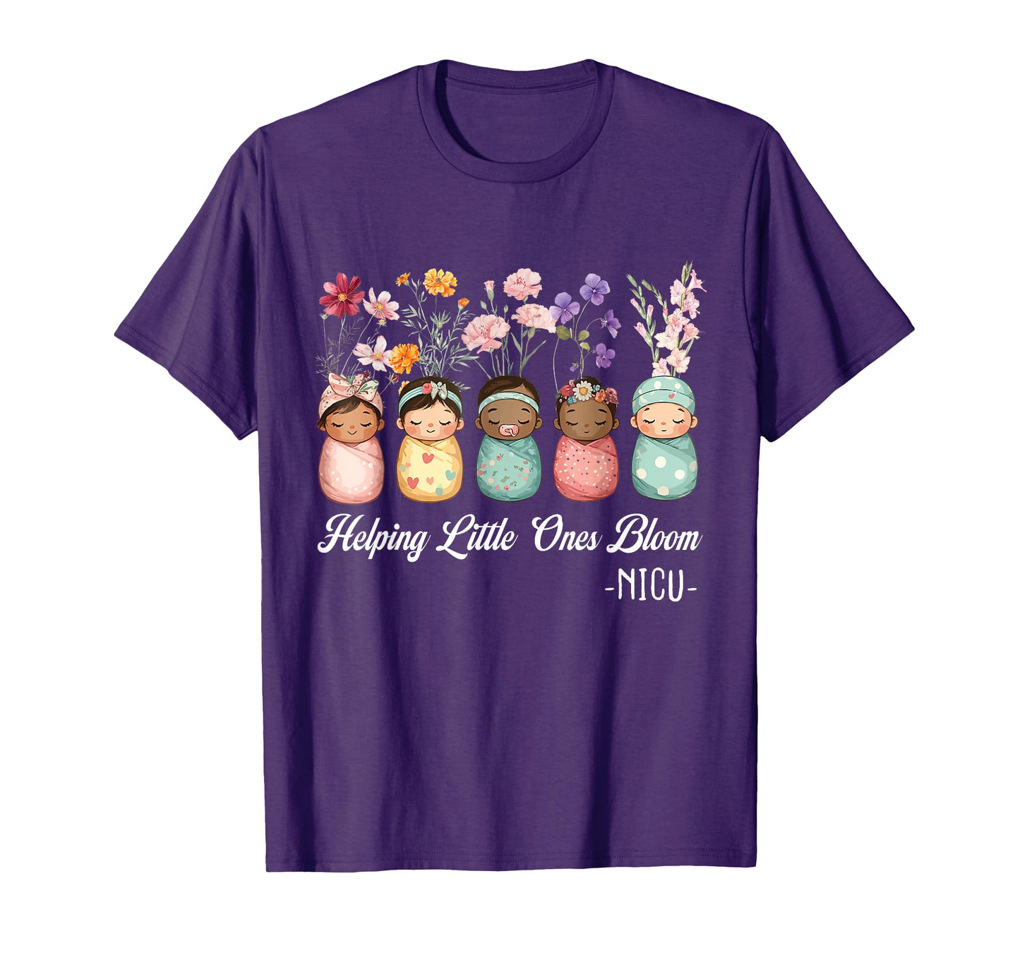 Women Spring Helping Little Ones Bloom Wildflower NICU Nurse T-Shirt