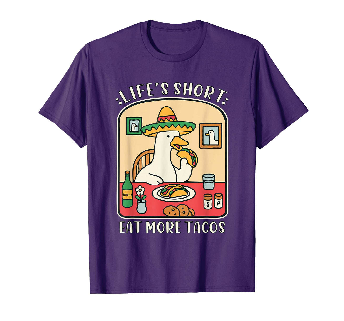 Funny Goose Eating Tacos Meme T-Shirt